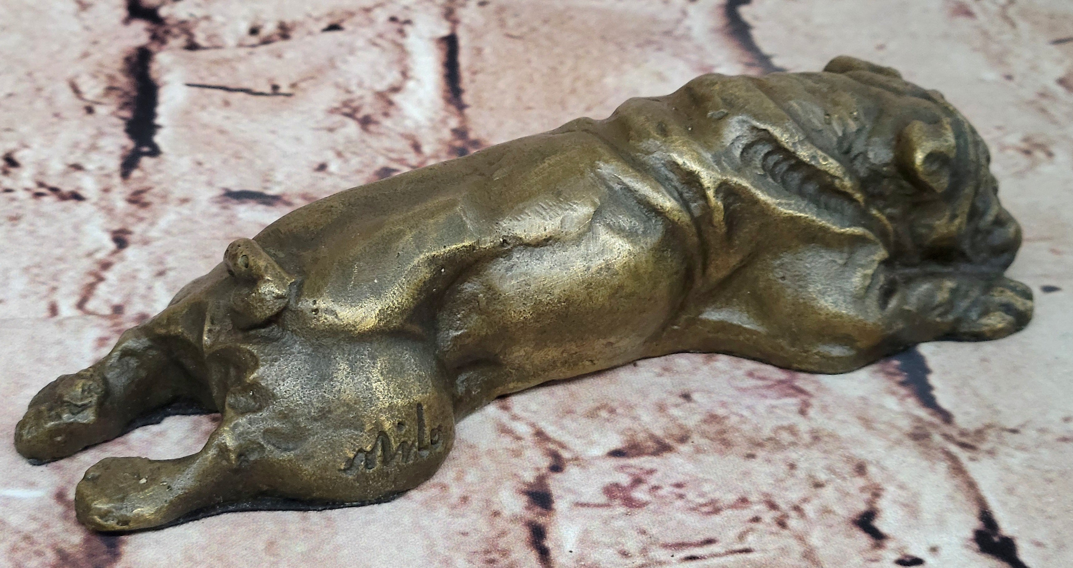 Signed Original Mario Milo English Bulldog Dog Bronze Classic Artwork Figurine