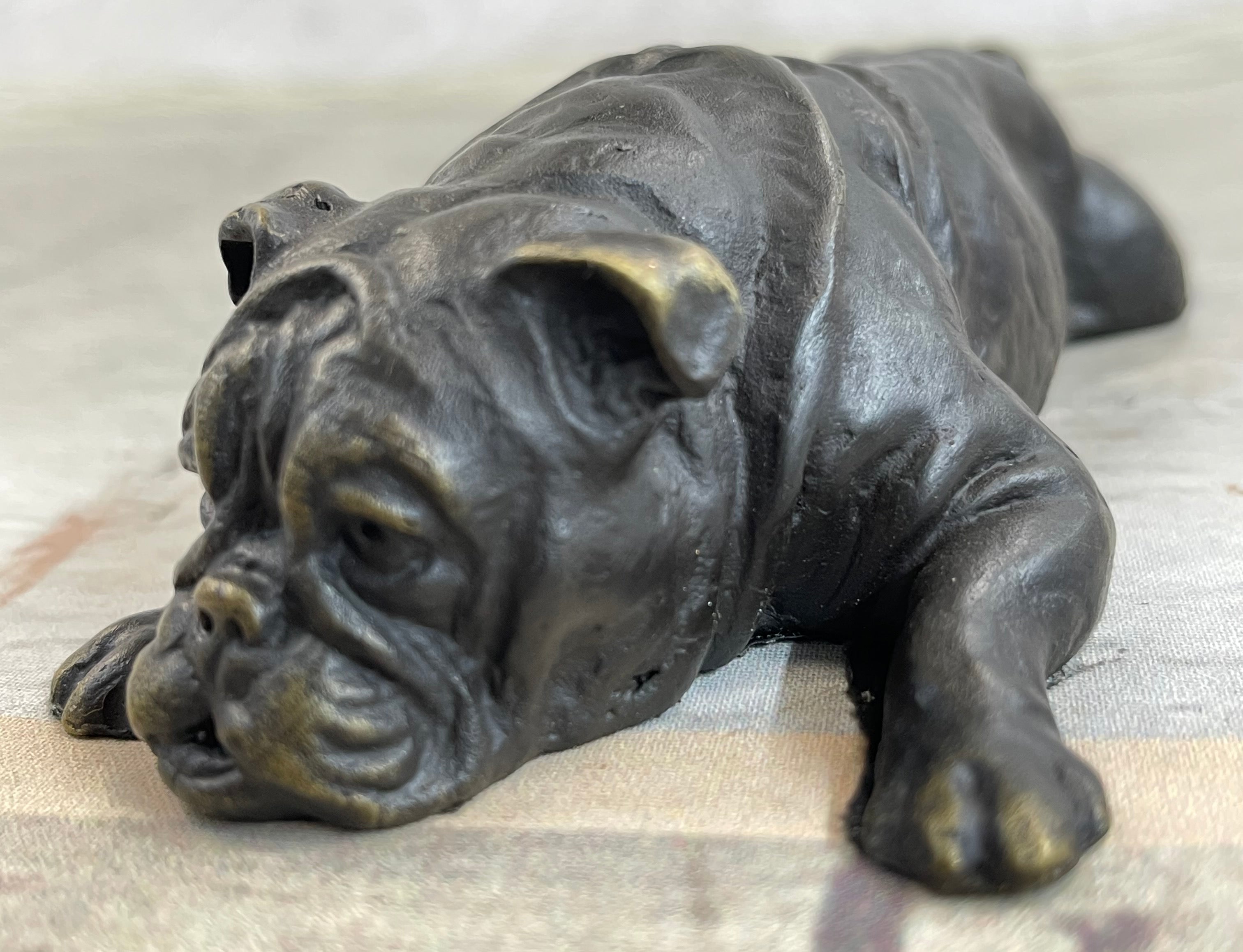 Signed Original Mario Milo English Bulldog Dog Bronze Classic Artwork Figurine
