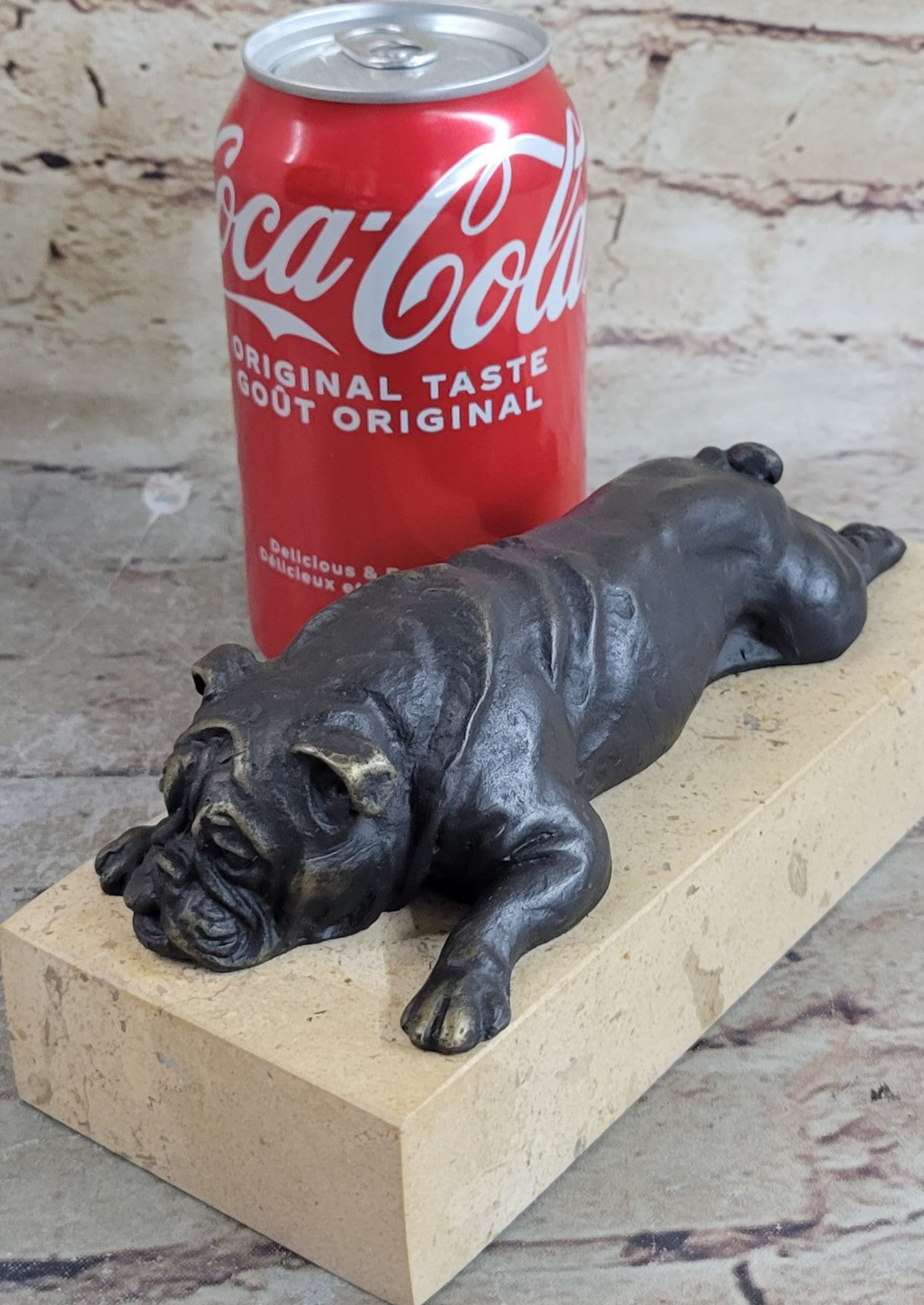 Bronze Sculpture Hand Made Statue Animal English Bulldog Dog Animal Figurine NR
