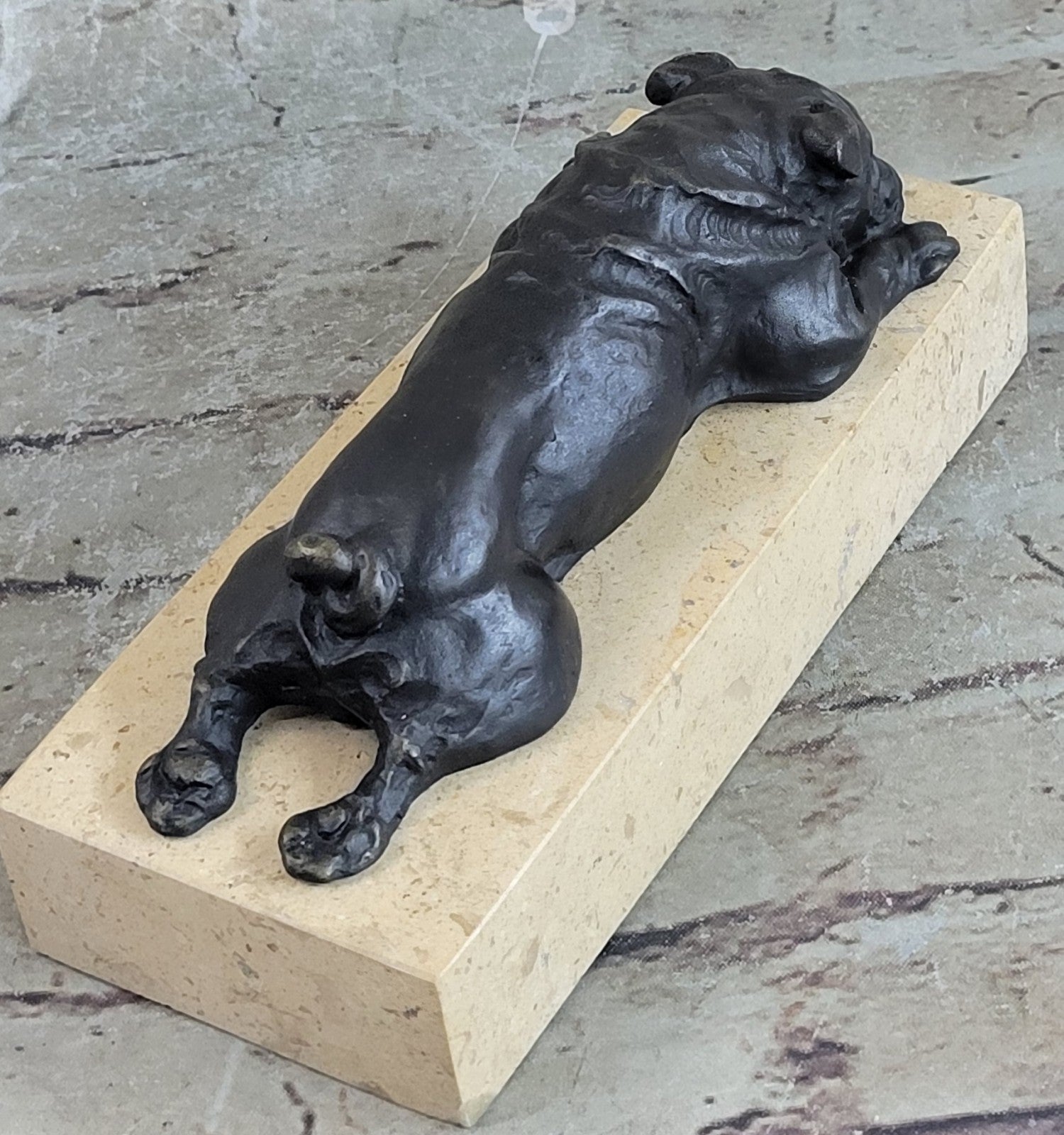 Bronze Sculpture Hand Made Statue Animal English Bulldog Dog Animal Figurine NR