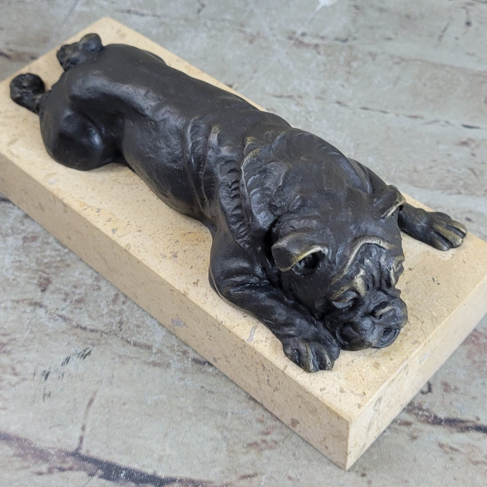 Bronze Sculpture Hand Made Statue Animal English Bulldog Dog Animal Figurine NR