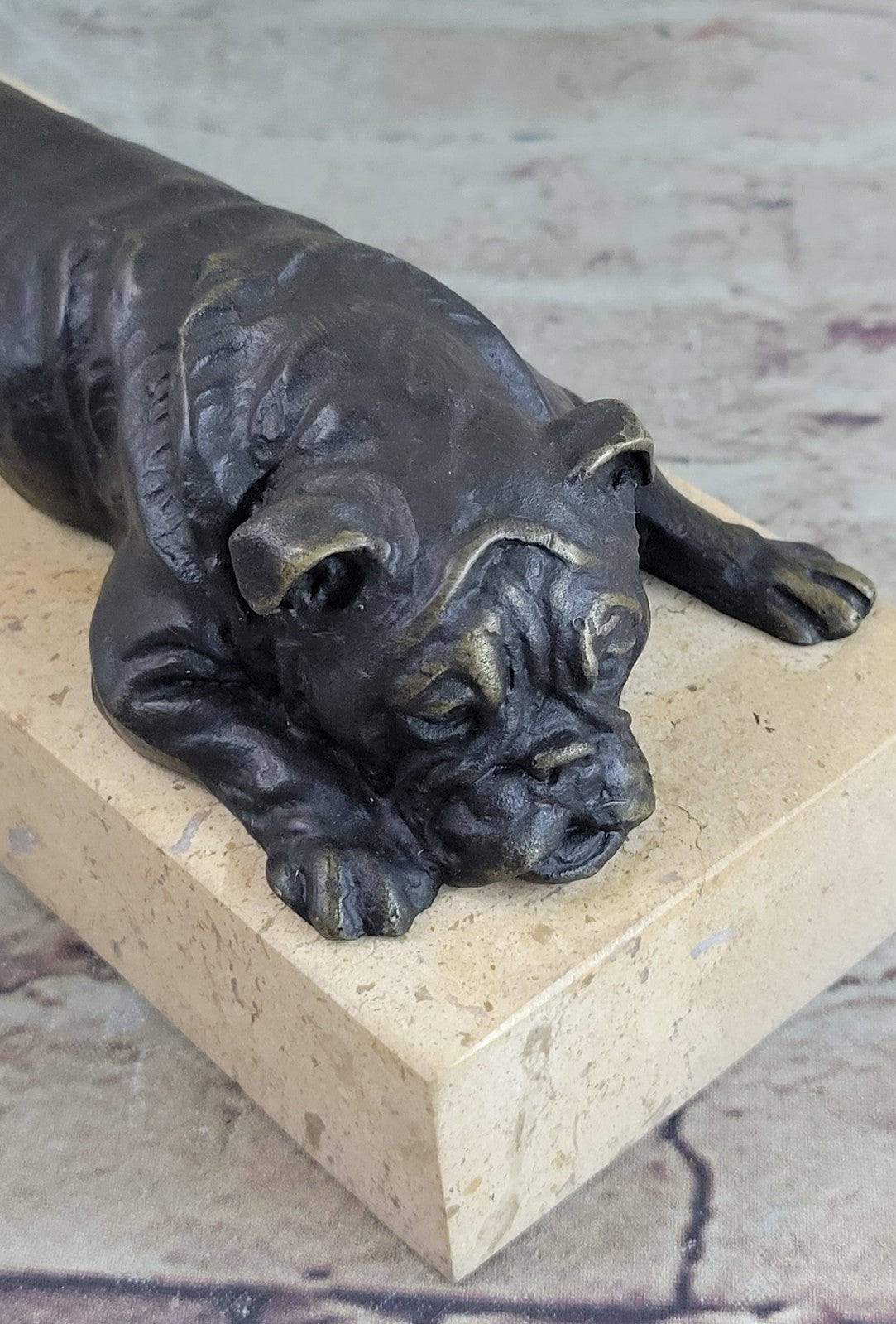 Bronze Sculpture Hand Made Statue Animal English Bulldog Dog Animal Figurine NR