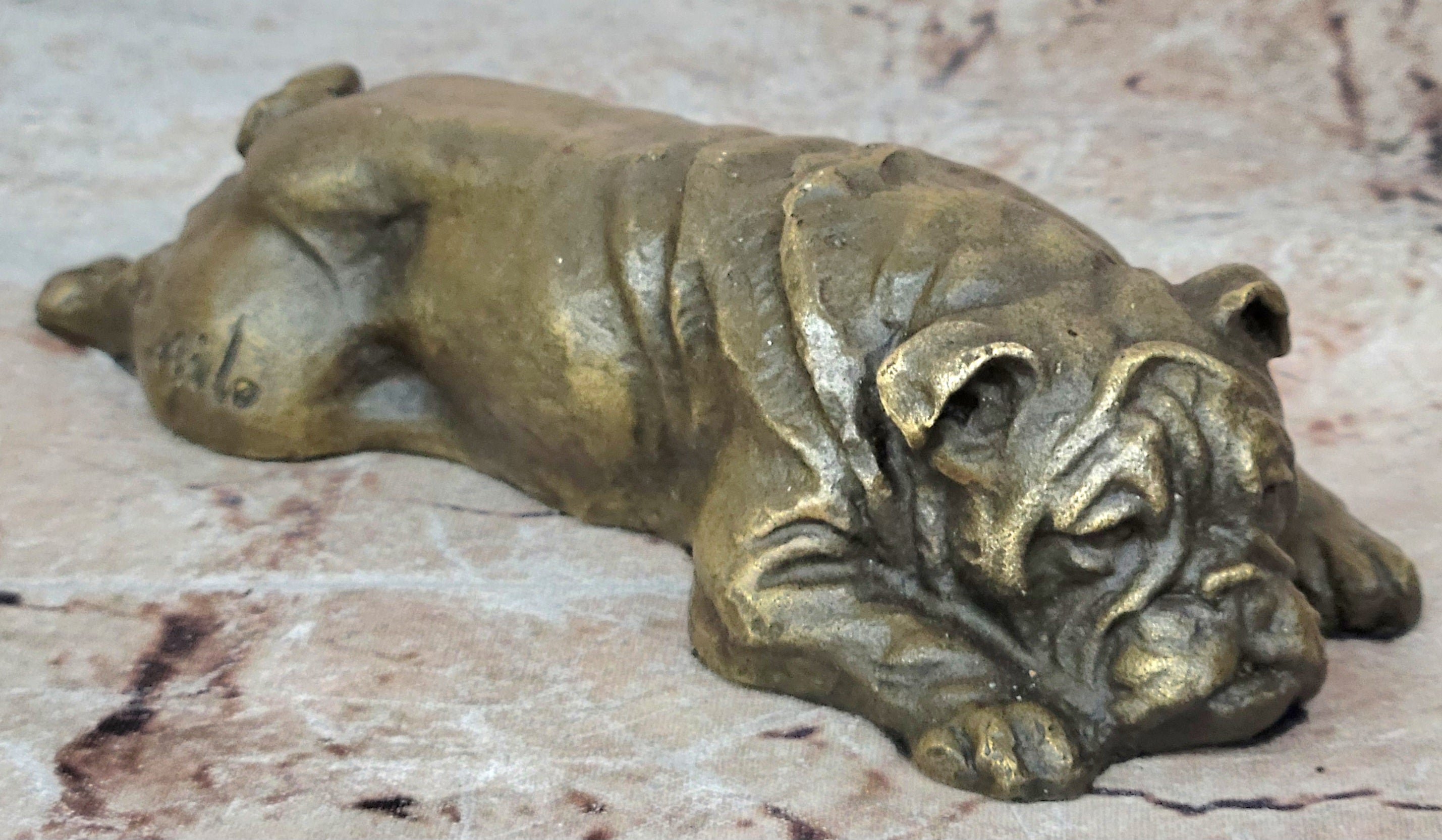 Signed Original Mario Milo English Bulldog Dog Bronze Classic Artwork Figurine