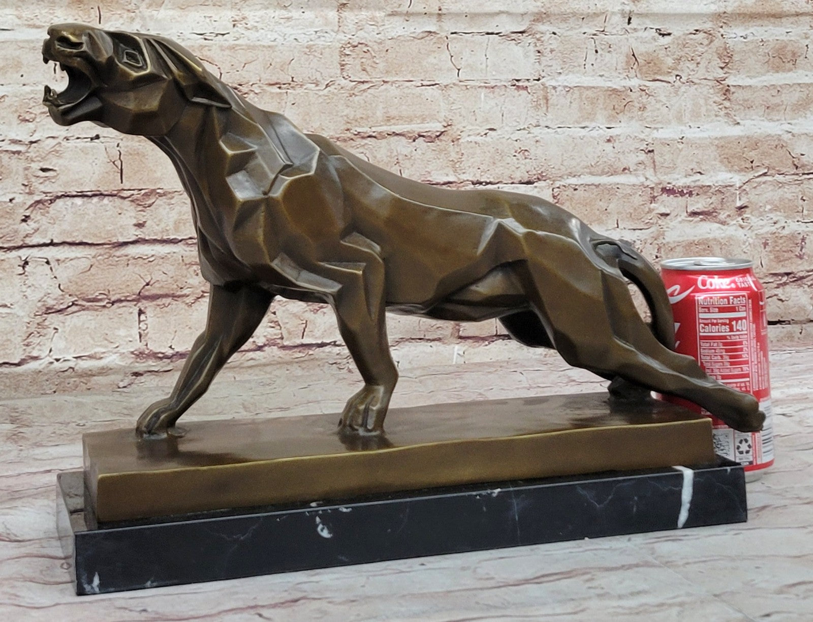 Bronze Roaring Lion and Mountain Lion Sculpture by Henry Moore Figurine