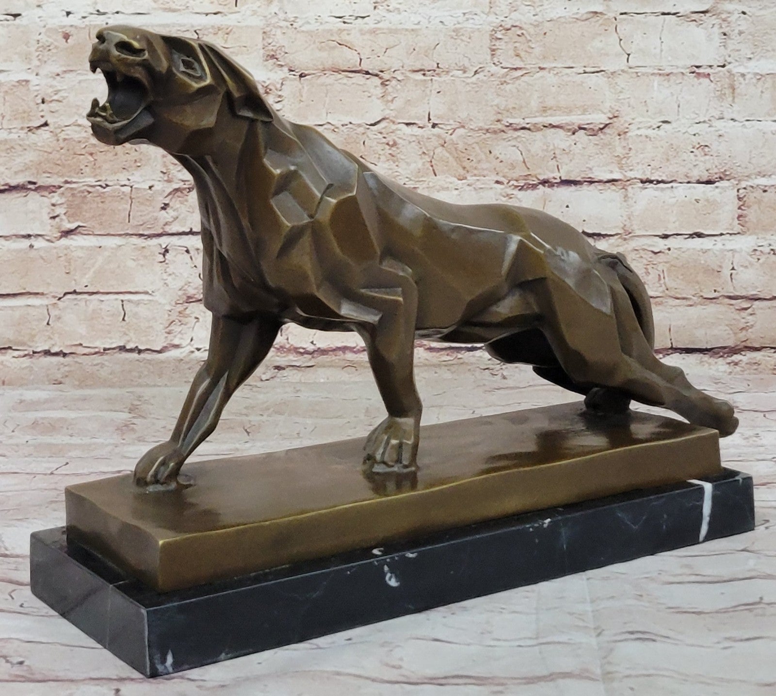 Bronze Roaring Lion and Mountain Lion Sculpture by Henry Moore Figurine