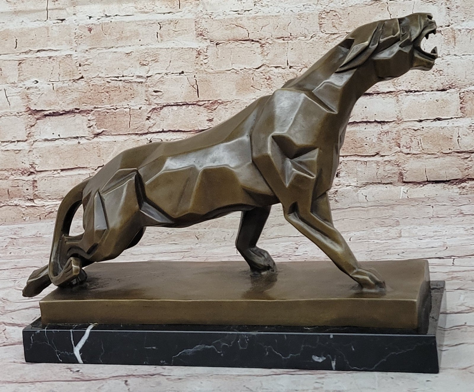 Bronze Roaring Lion and Mountain Lion Sculpture by Henry Moore Figurine