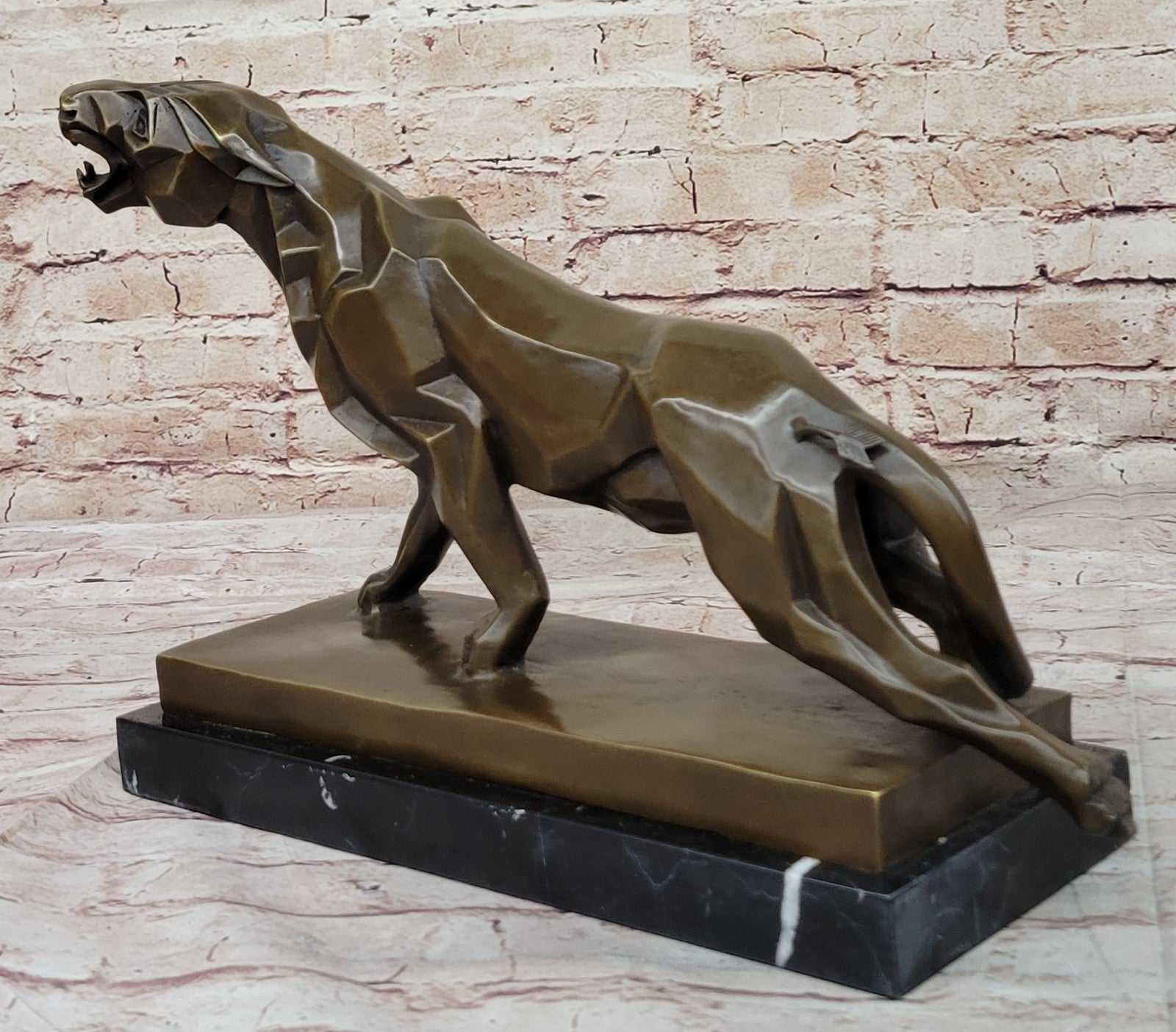 Bronze Roaring Lion and Mountain Lion Sculpture by Henry Moore Figurine