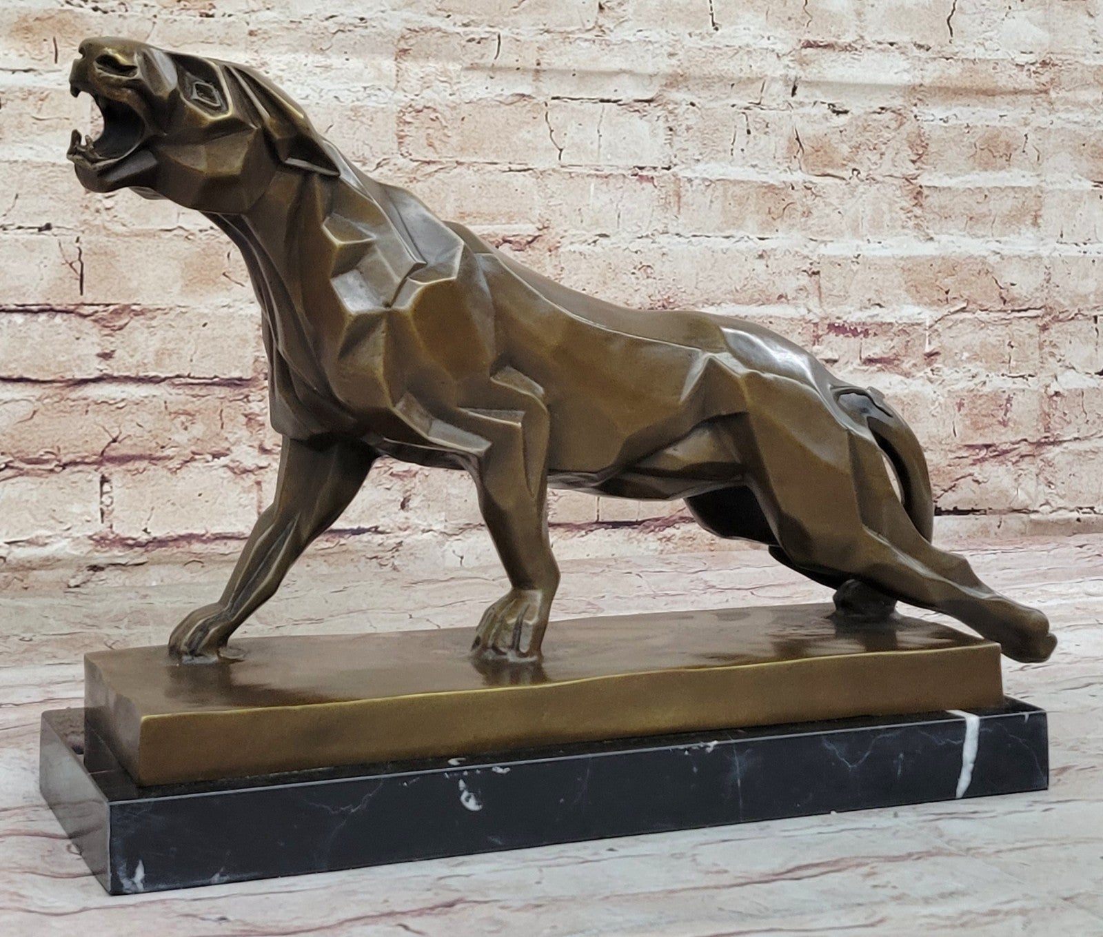 Bronze Roaring Lion and Mountain Lion Sculpture by Henry Moore Figurine