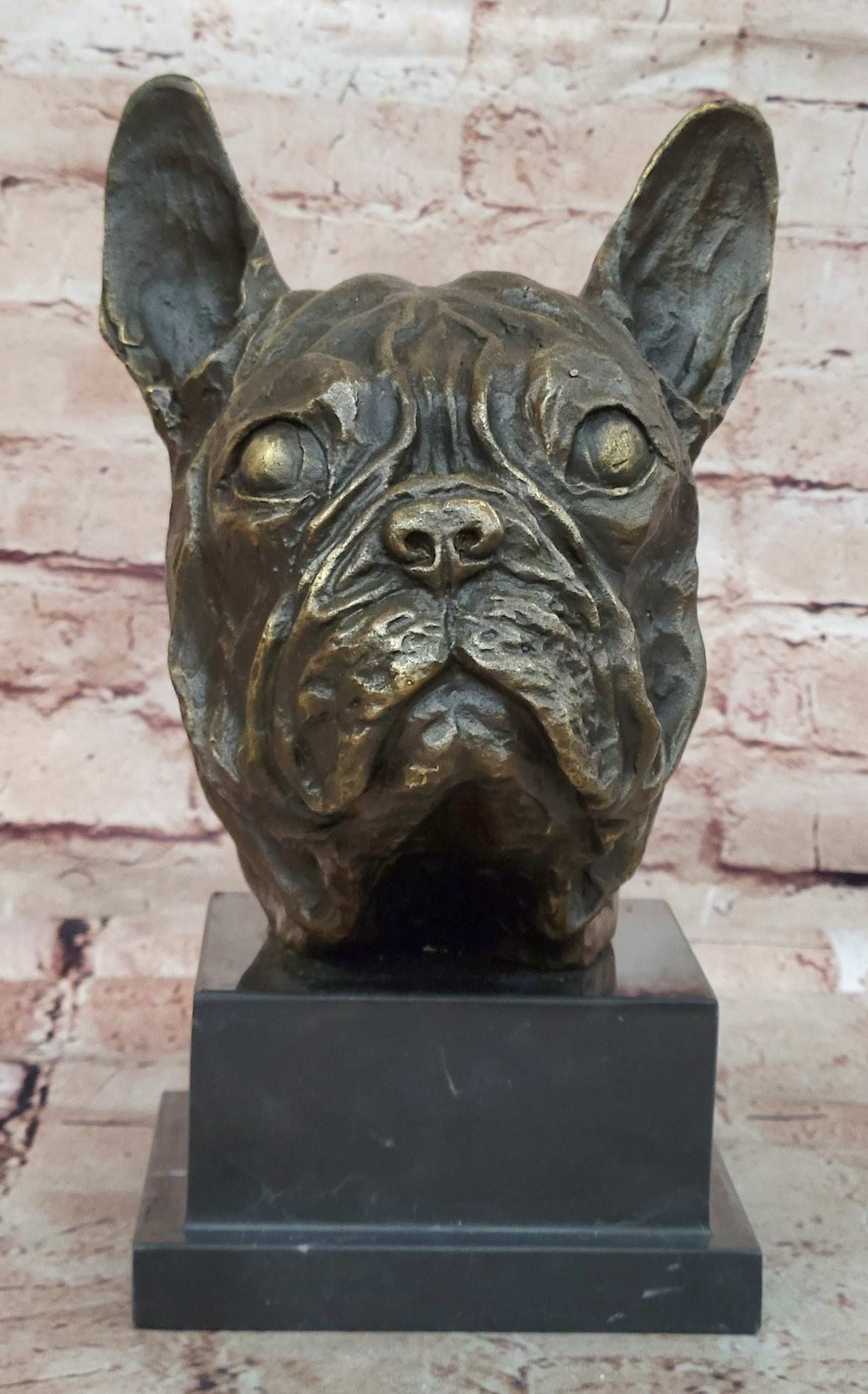 Hand Made Bulldog Bull Dog Genuine Solid Bronze Sculpture Figurine Figure