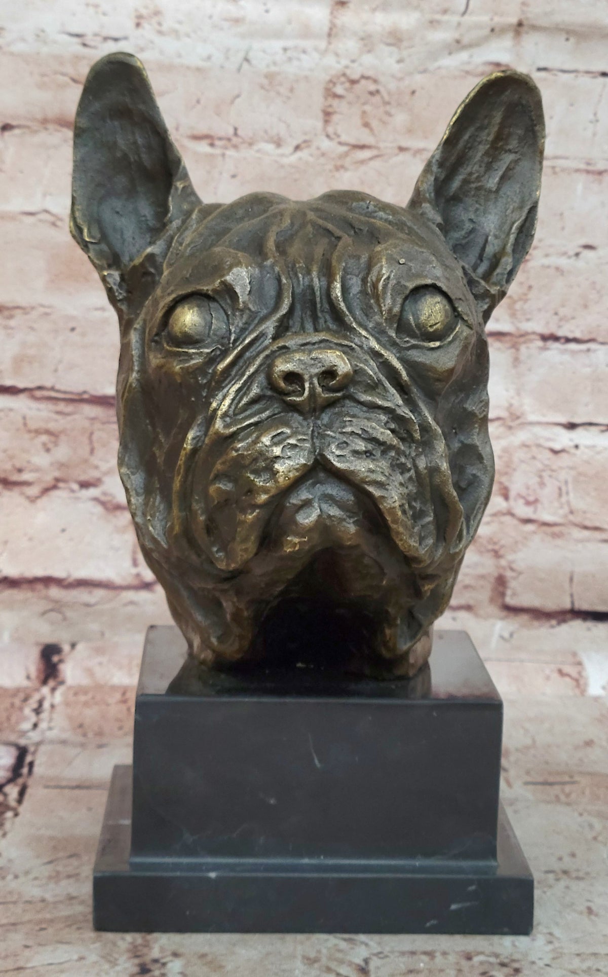 Hand Made Bulldog Bull Dog Genuine Solid Bronze Sculpture Figurine Figure