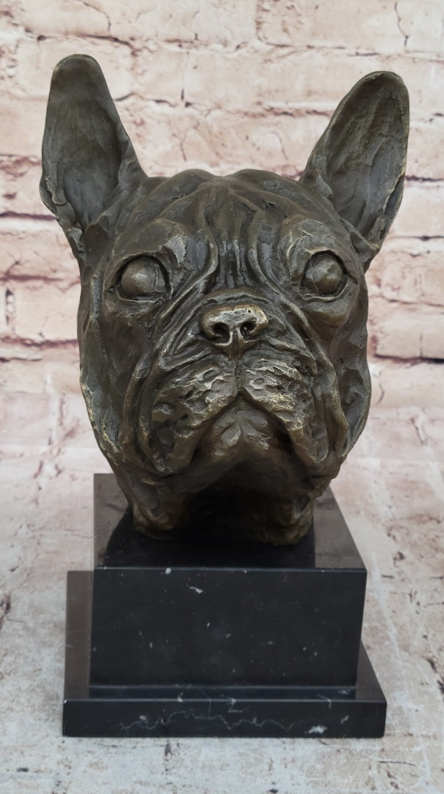 Hand Made Bulldog Bull Dog Genuine Solid Bronze Sculpture Figurine Figure