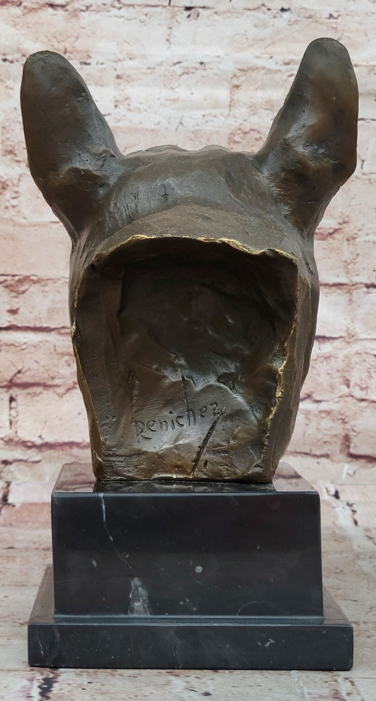 Hand Made Bulldog Bull Dog Genuine Solid Bronze Sculpture Figurine Figure