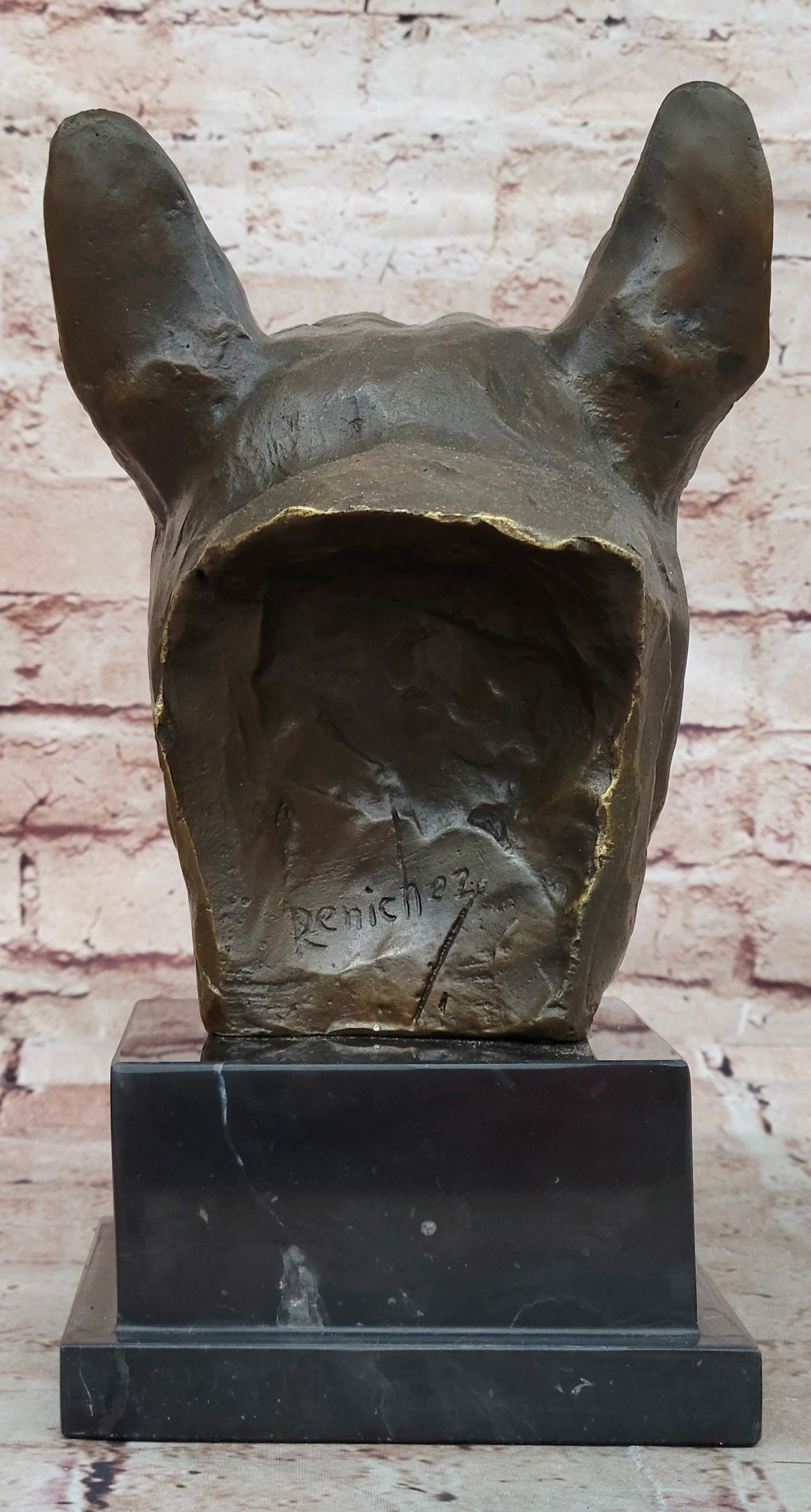 Hand Made Bulldog Bull Dog Genuine Solid Bronze Sculpture Figurine Figure