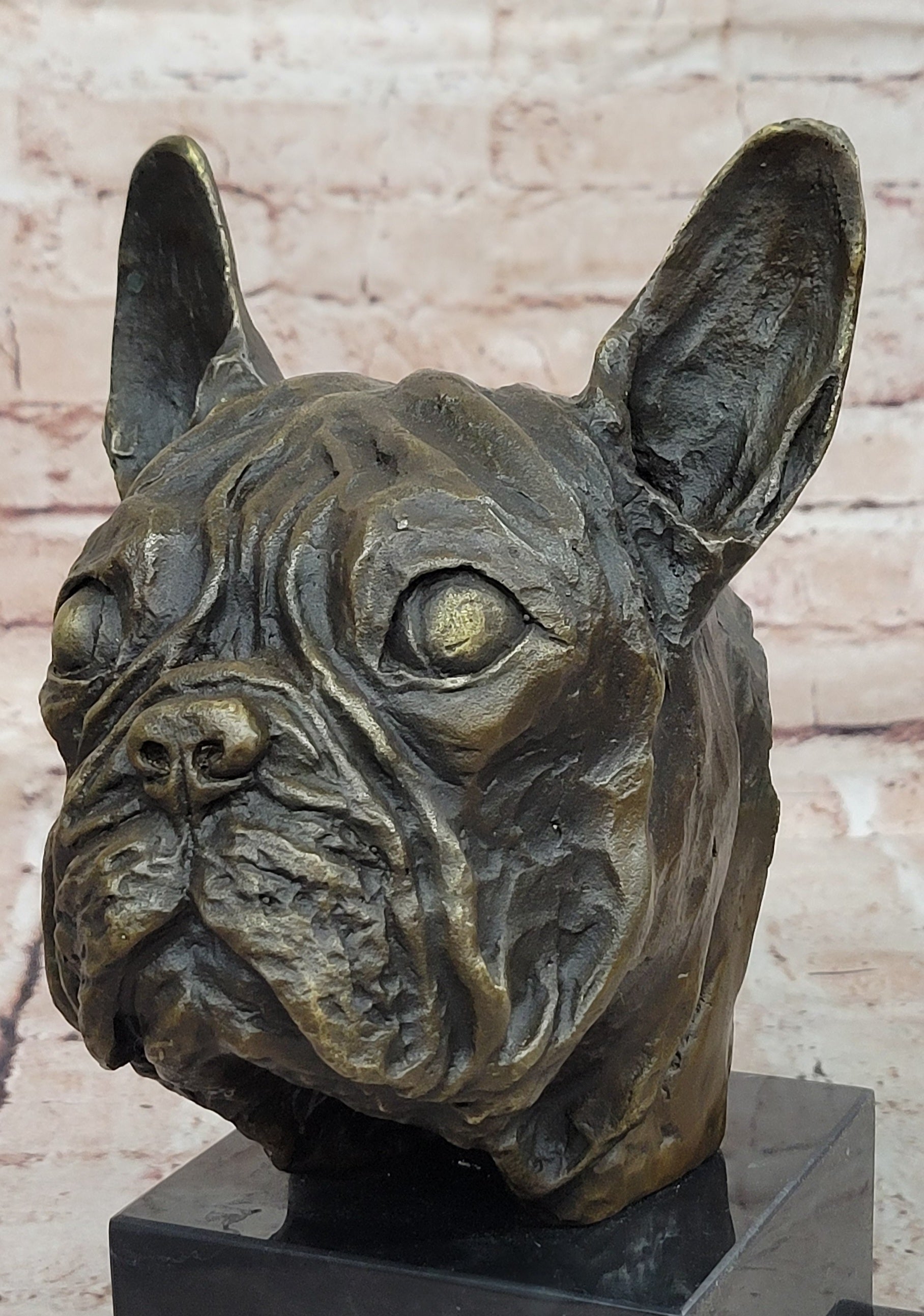 Hand Made Bulldog Bull Dog Genuine Solid Bronze Sculpture Figurine Figure