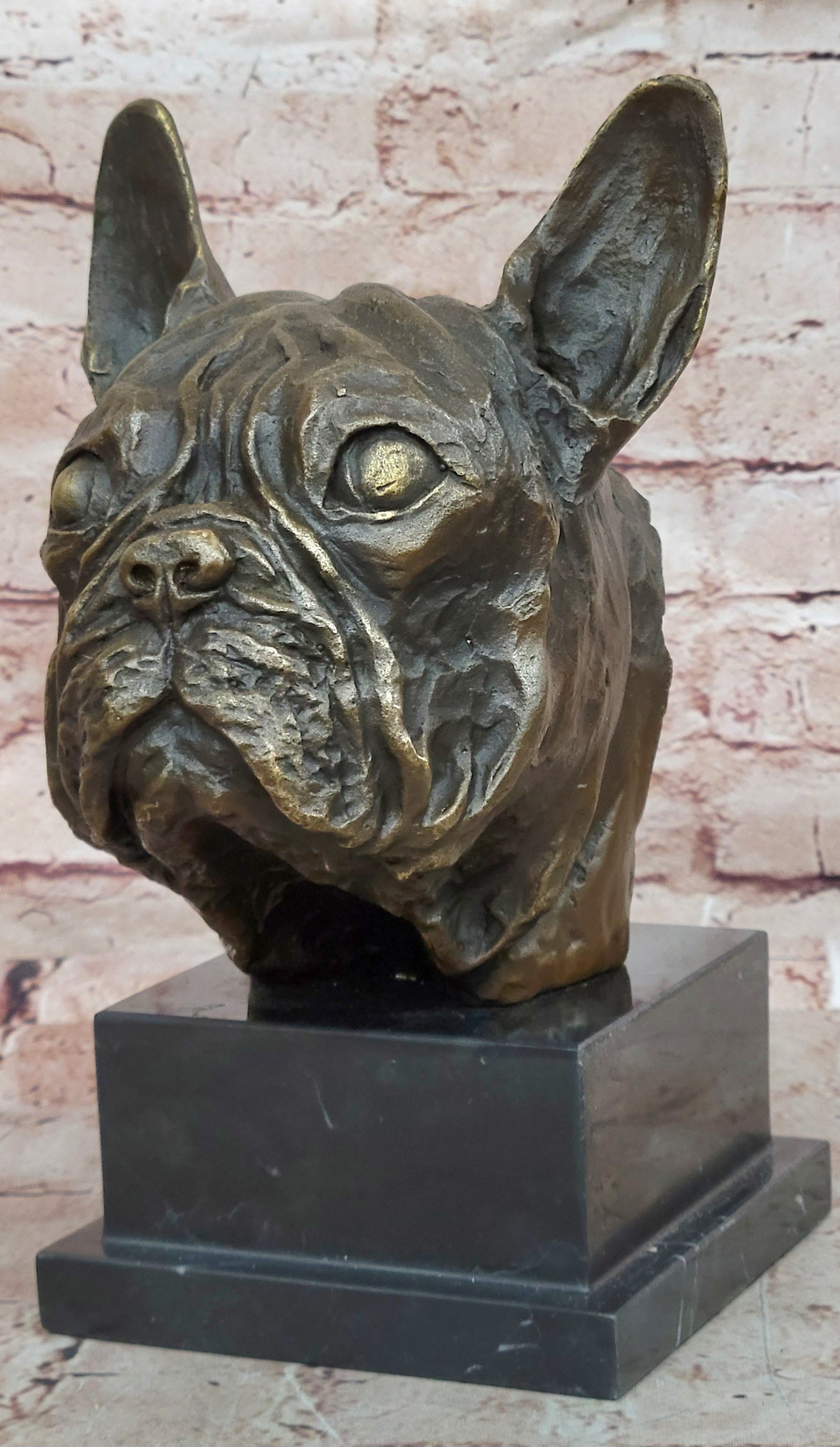 Hand Made Bulldog Bull Dog Genuine Solid Bronze Sculpture Figurine Figure