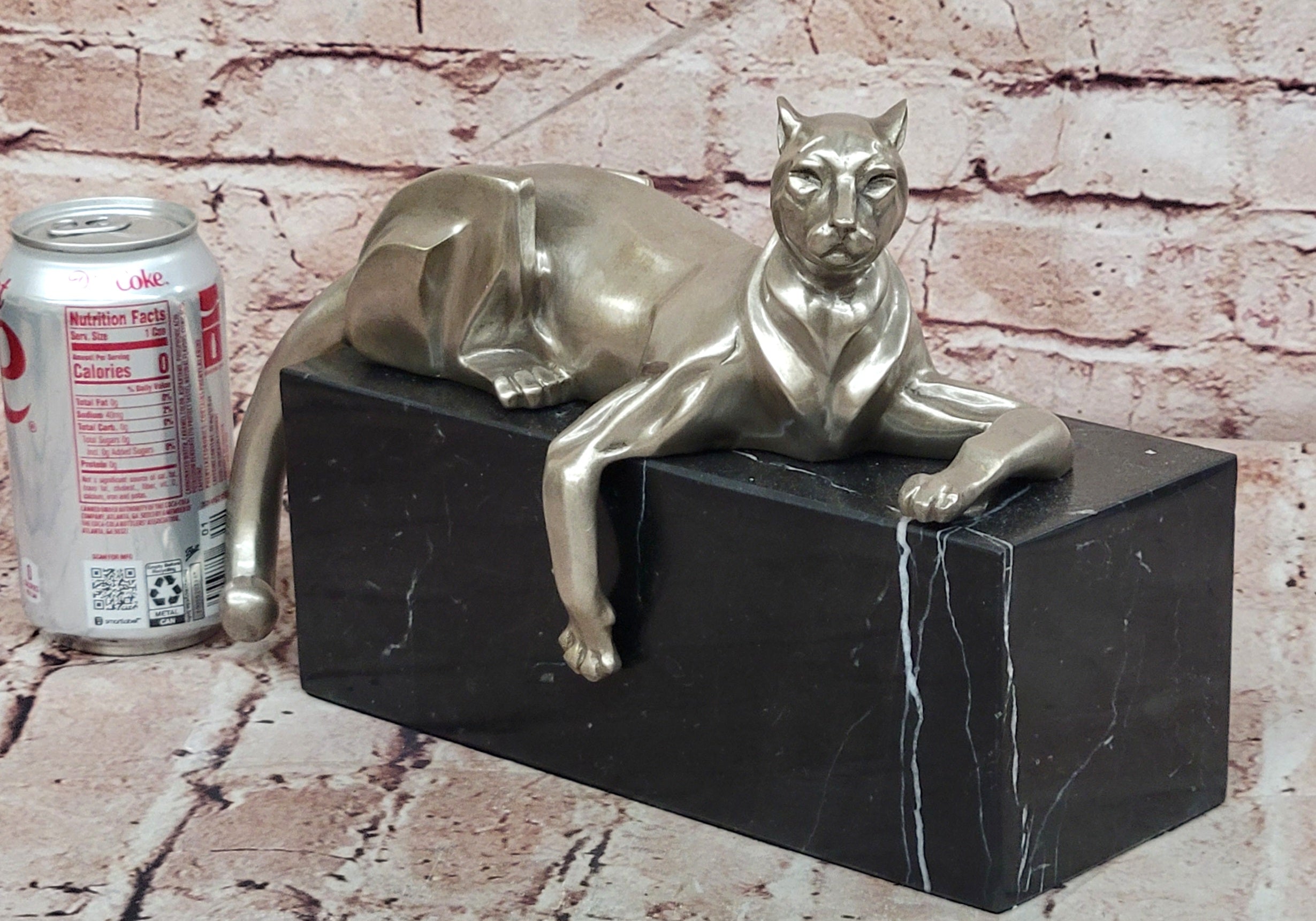 Bronze Abstract Panther Figurine Signed Juno Modern Art Sculpture Decor