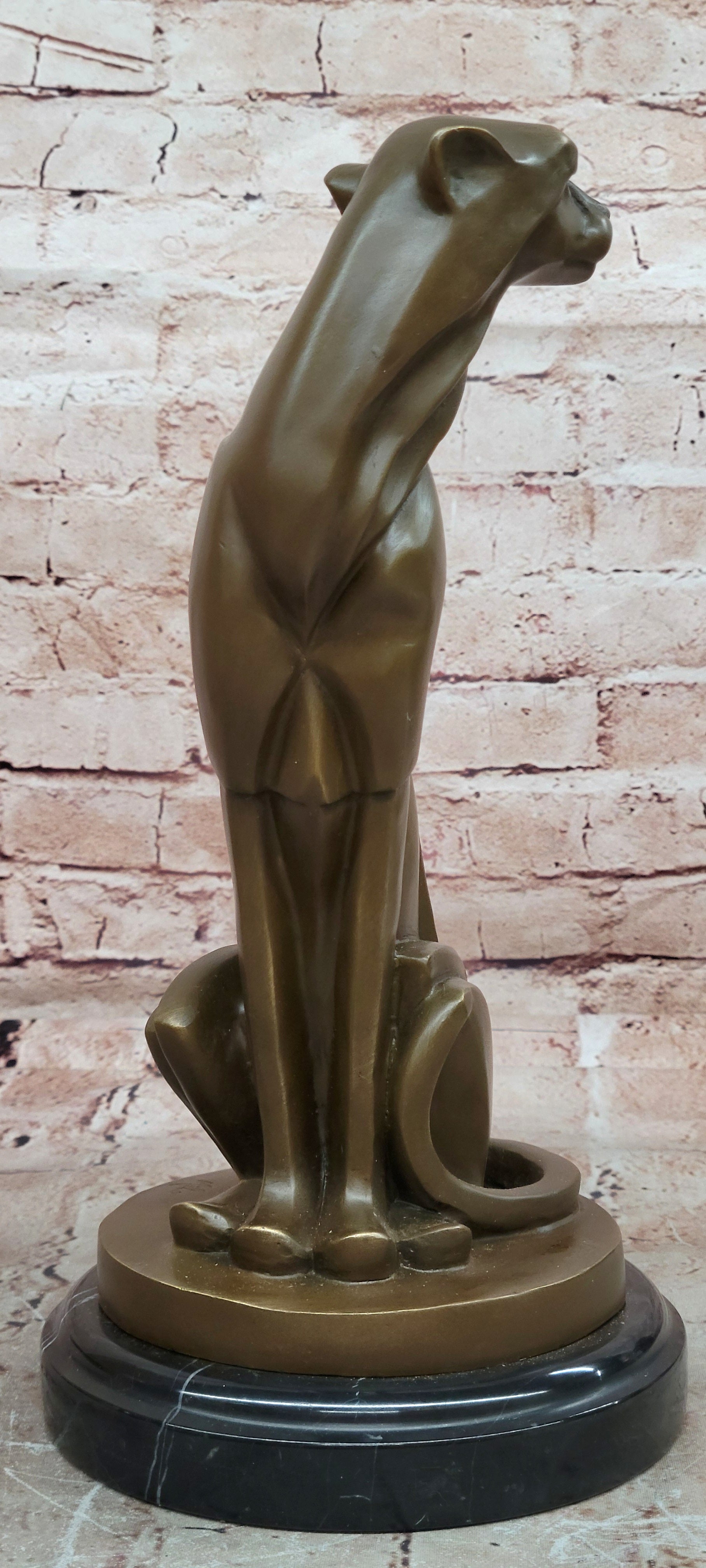 Abstract Modern Cougar Bronze Figurine By Milo Handmade Wildlife Art