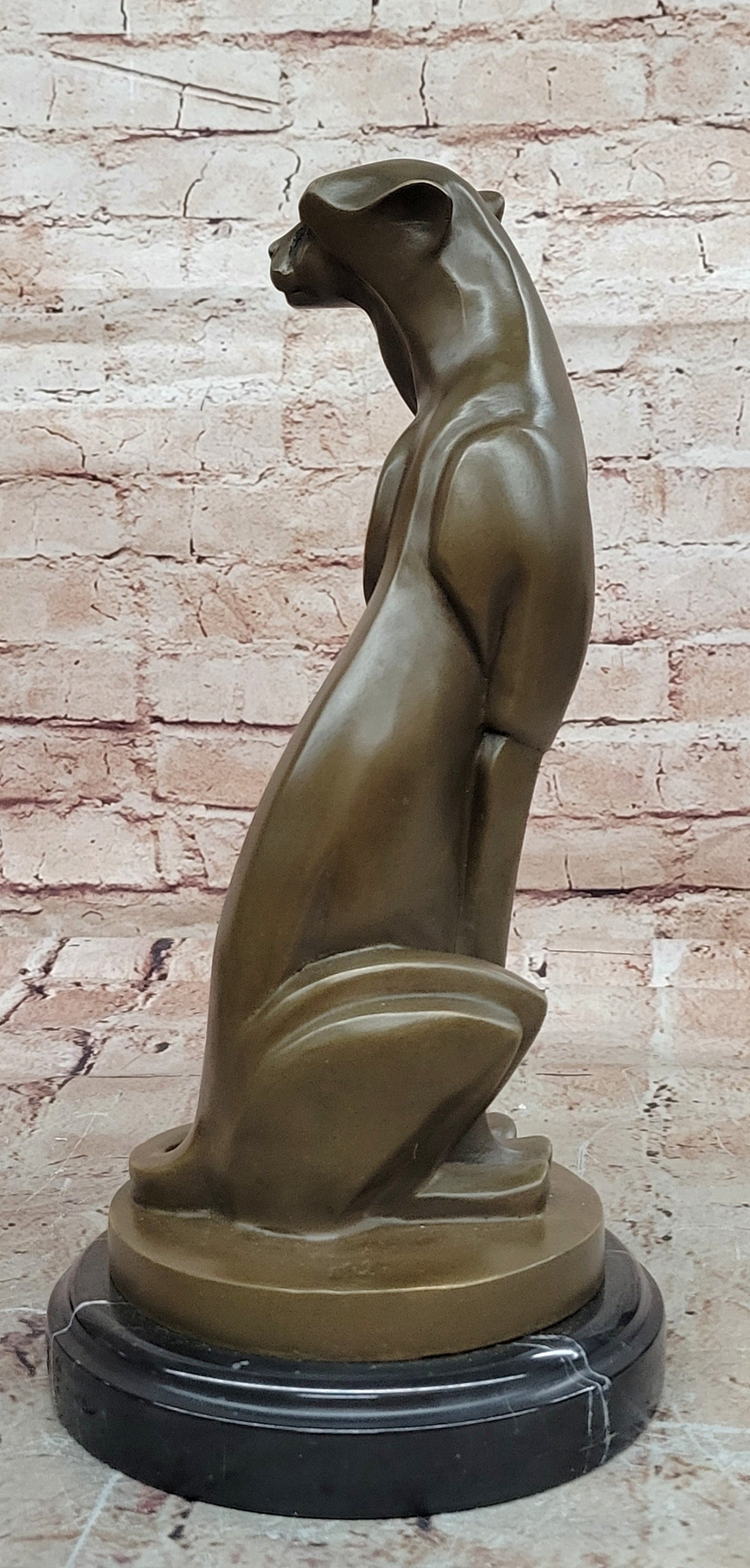 Abstract Modern Cougar Bronze Figurine By Milo Handmade Wildlife Art