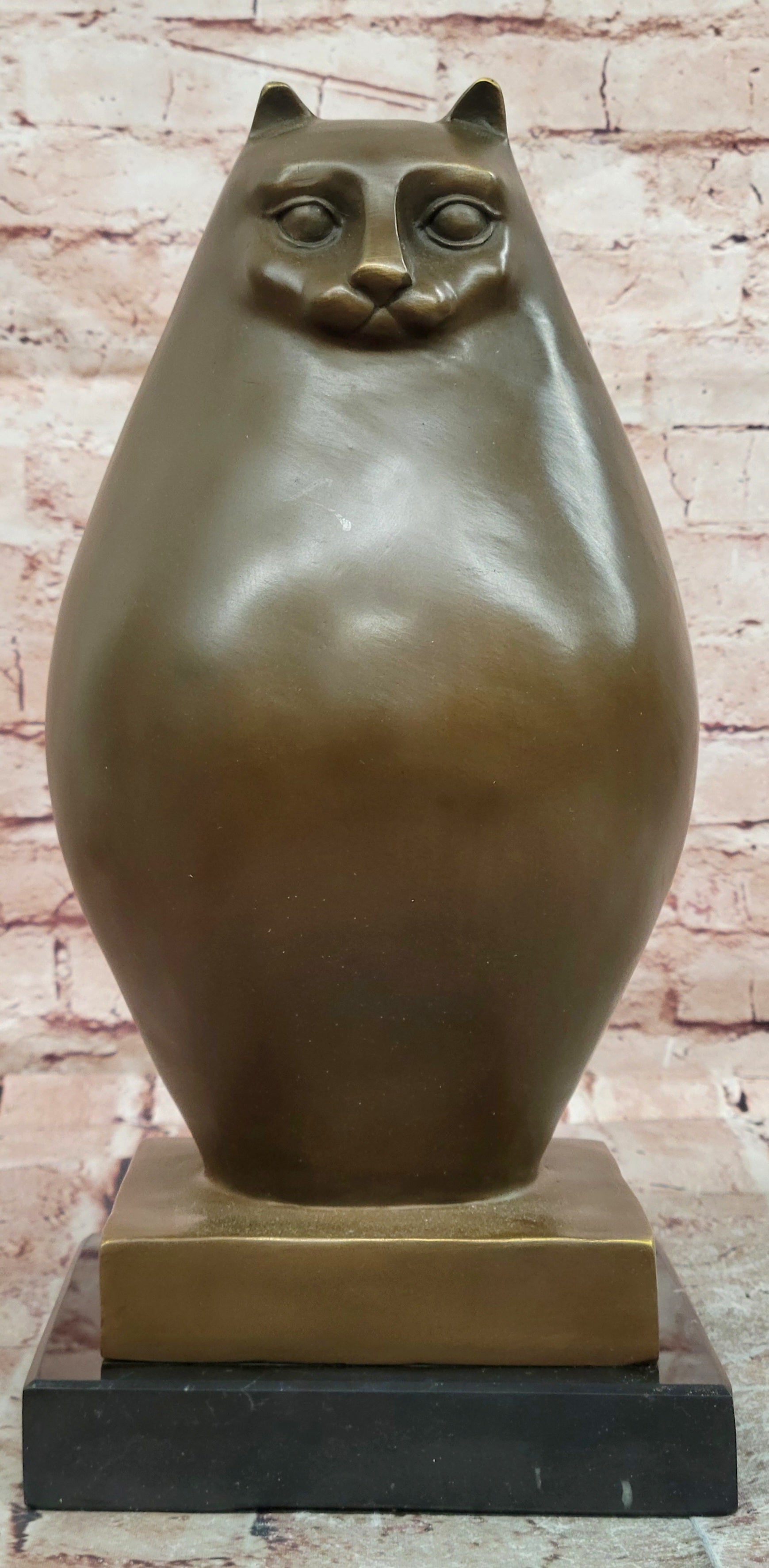 Extra Large Abstract Fat Cat Bronze Figurine Investment Grade Artwork Art