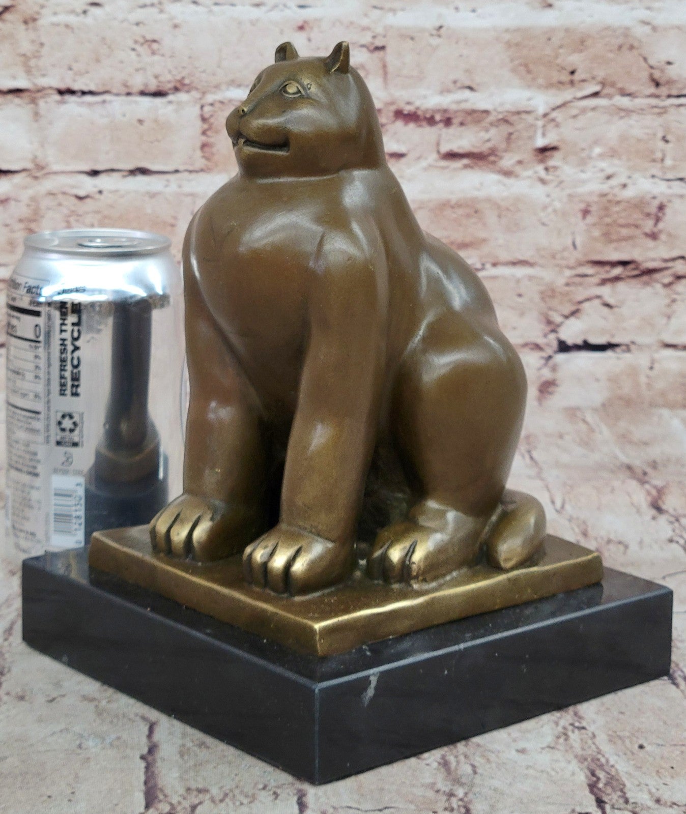 Handcrafted Detailed Hot Cast Cat by Botero Bronze Sculpture Statue Figure Sale