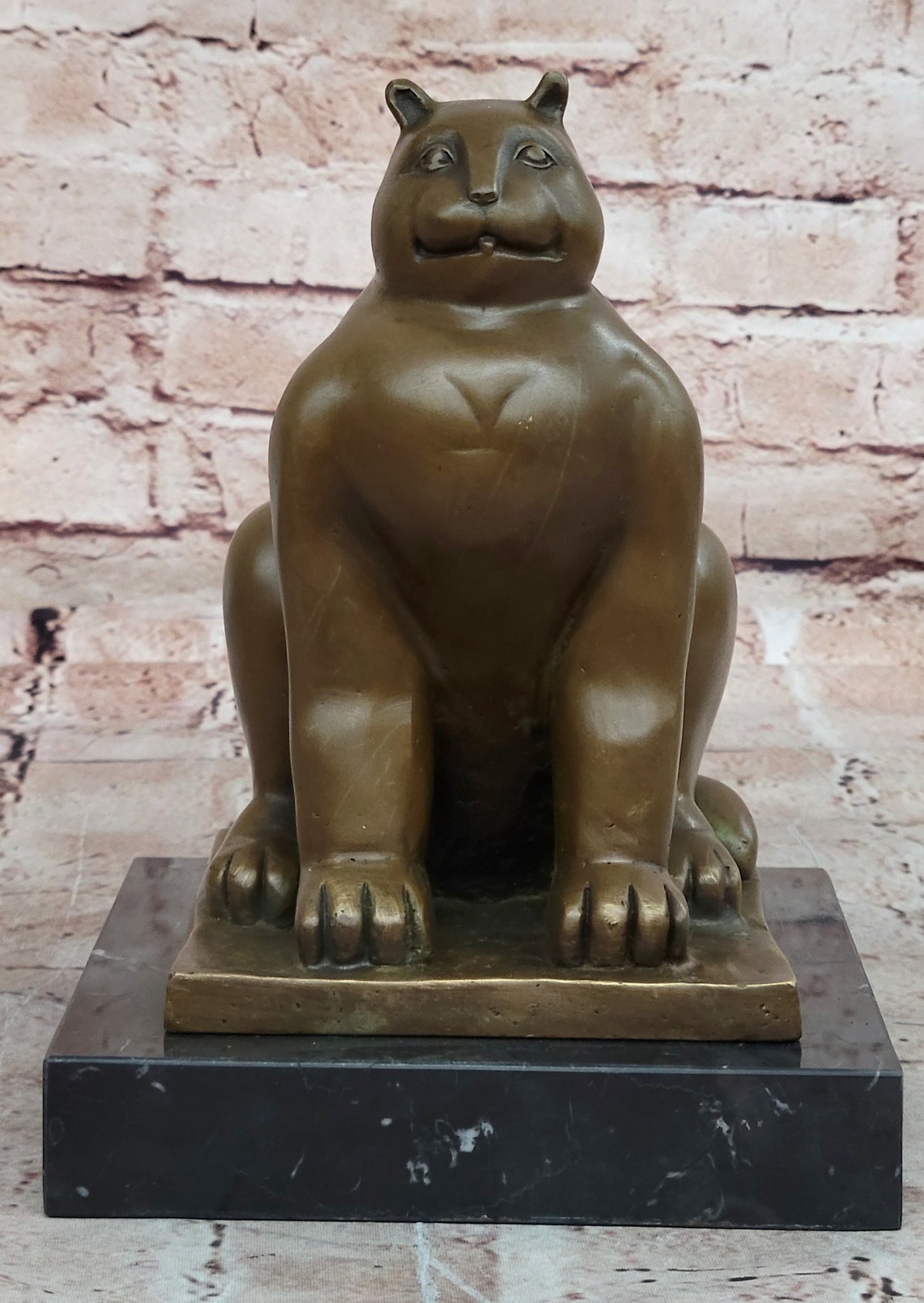Handcrafted Detailed Hot Cast Cat by Botero Bronze Sculpture Statue Figure Sale