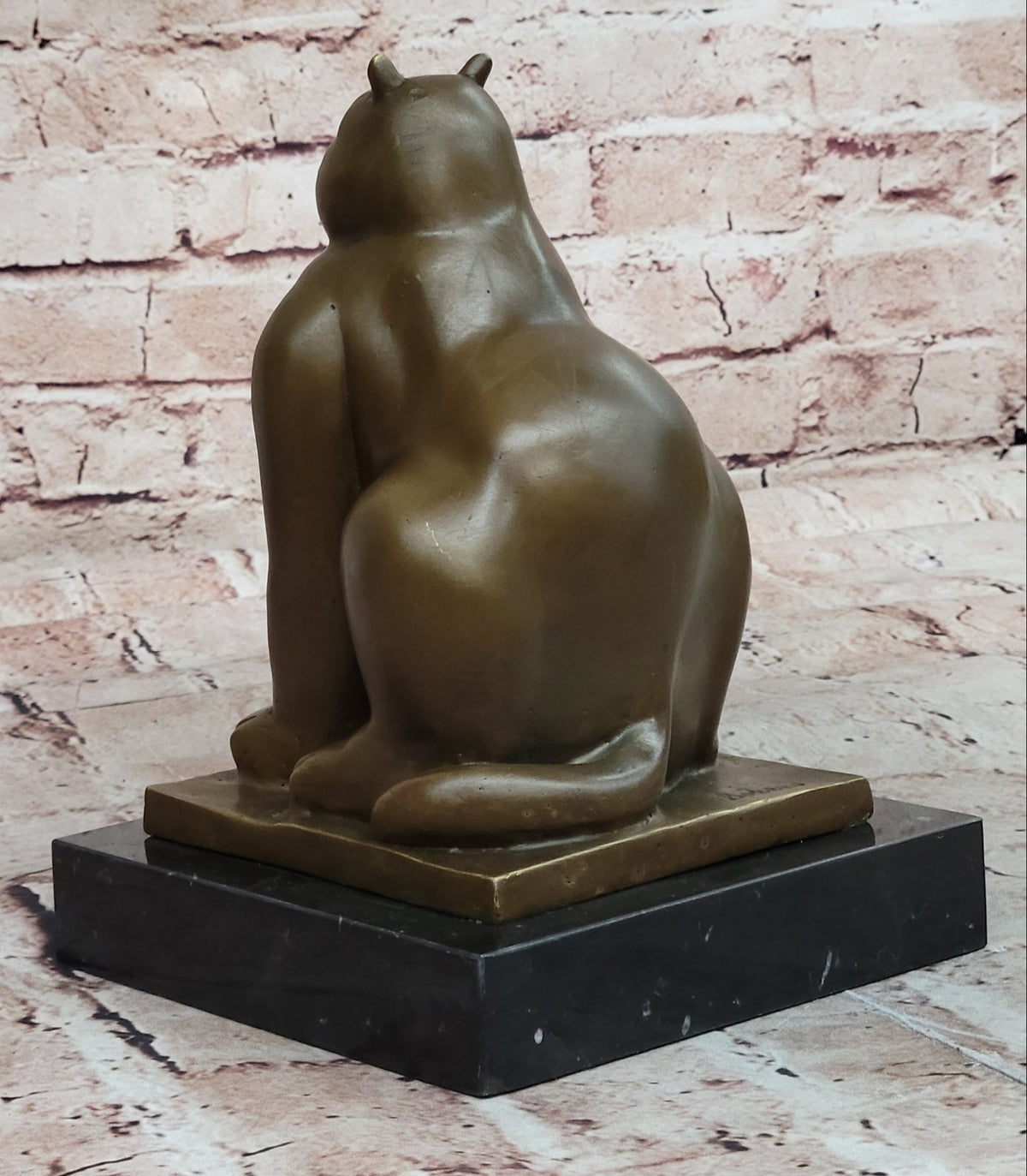 Handcrafted Detailed Hot Cast Cat by Botero Bronze Sculpture Statue Figure Sale