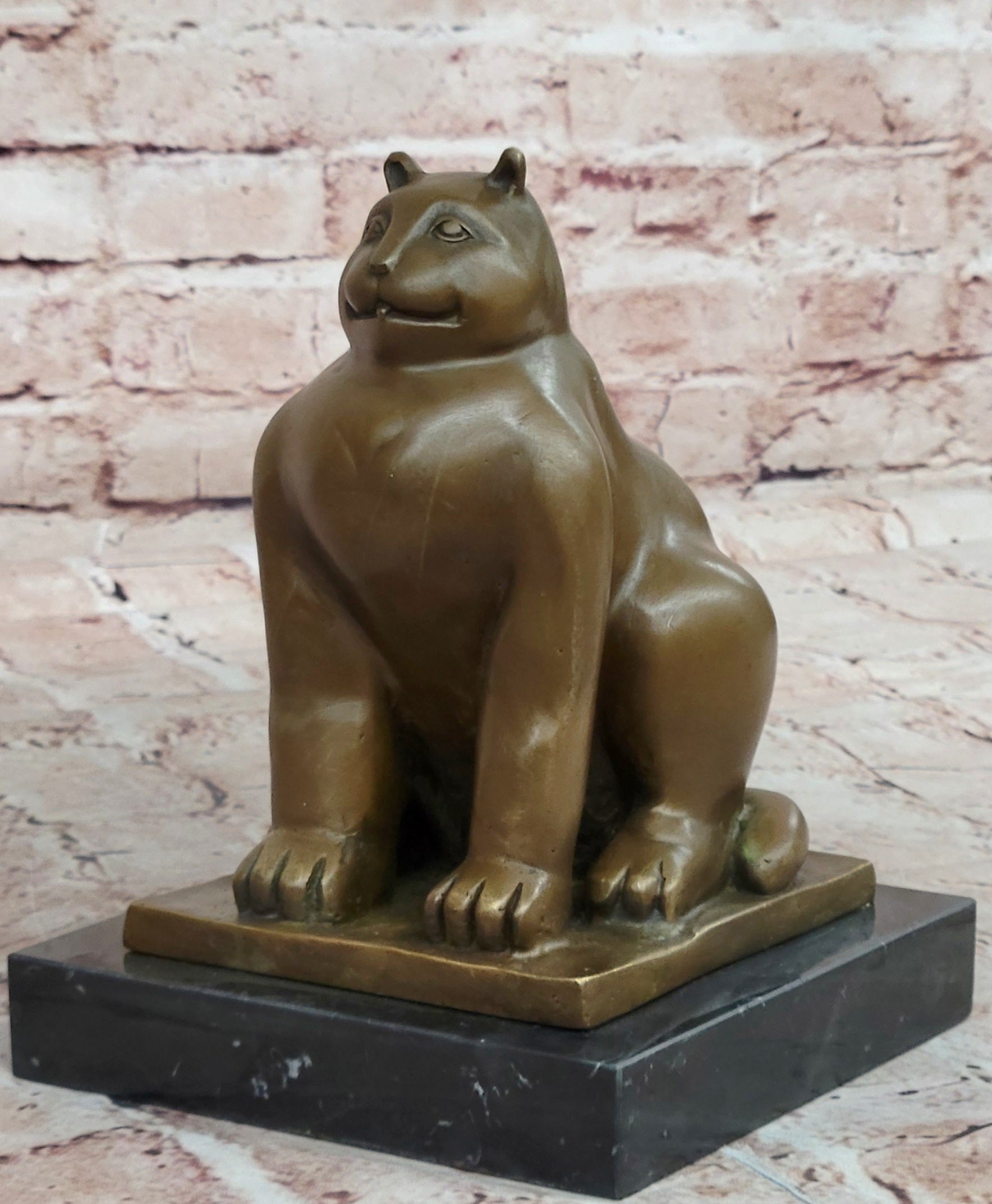 Handcrafted Detailed Hot Cast Cat by Botero Bronze Sculpture Statue Figure Sale
