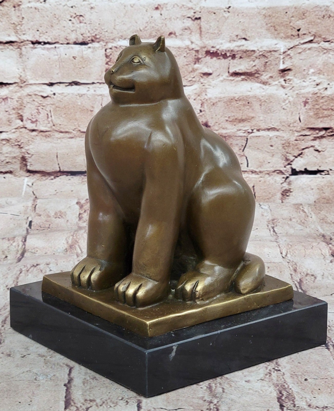 Handcrafted Detailed Hot Cast Cat by Botero Bronze Sculpture Statue Figure Sale