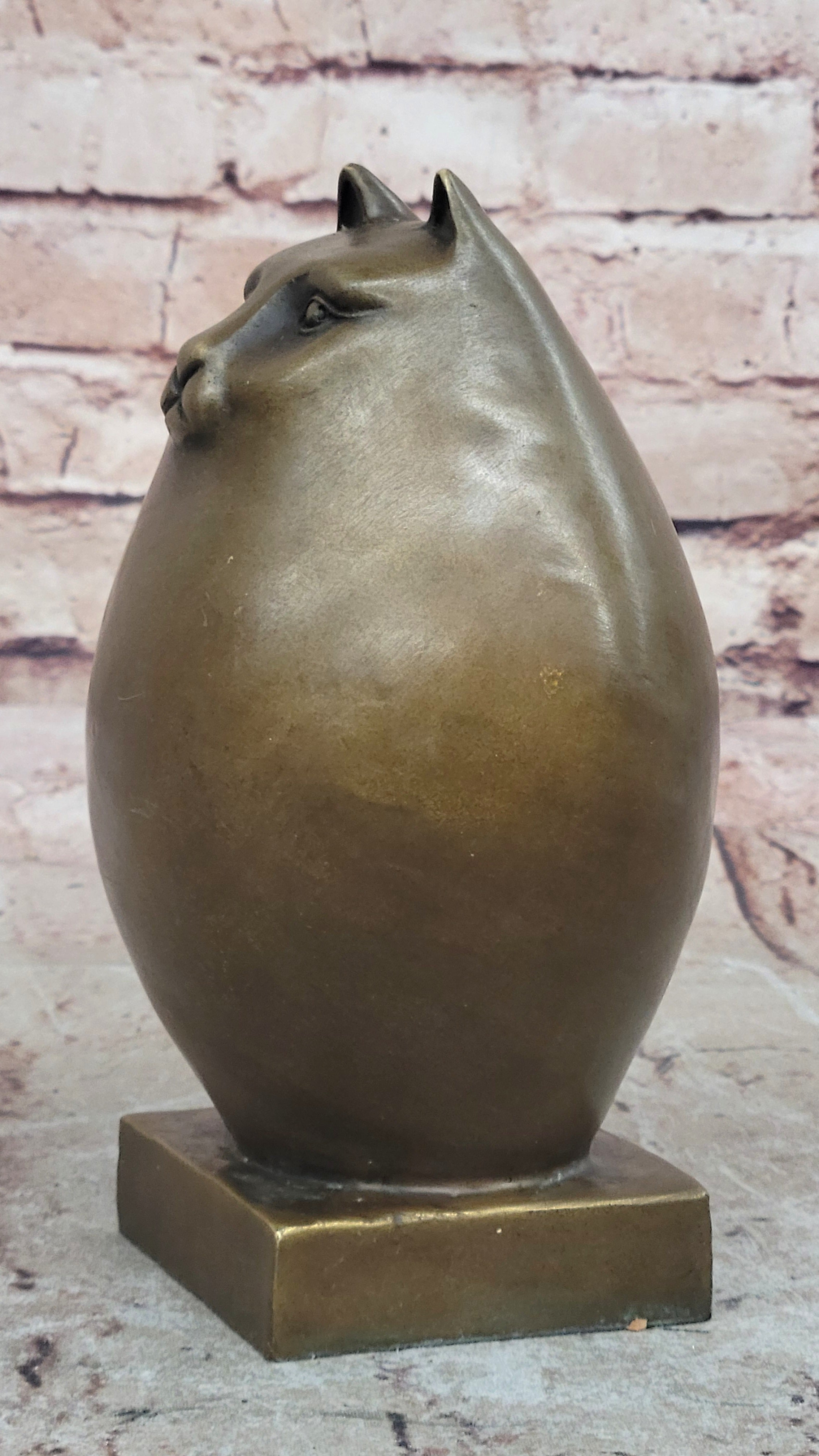Bronze Sculpture Chubby Cat Signed Original Handcrafted Figurine Figure Statue