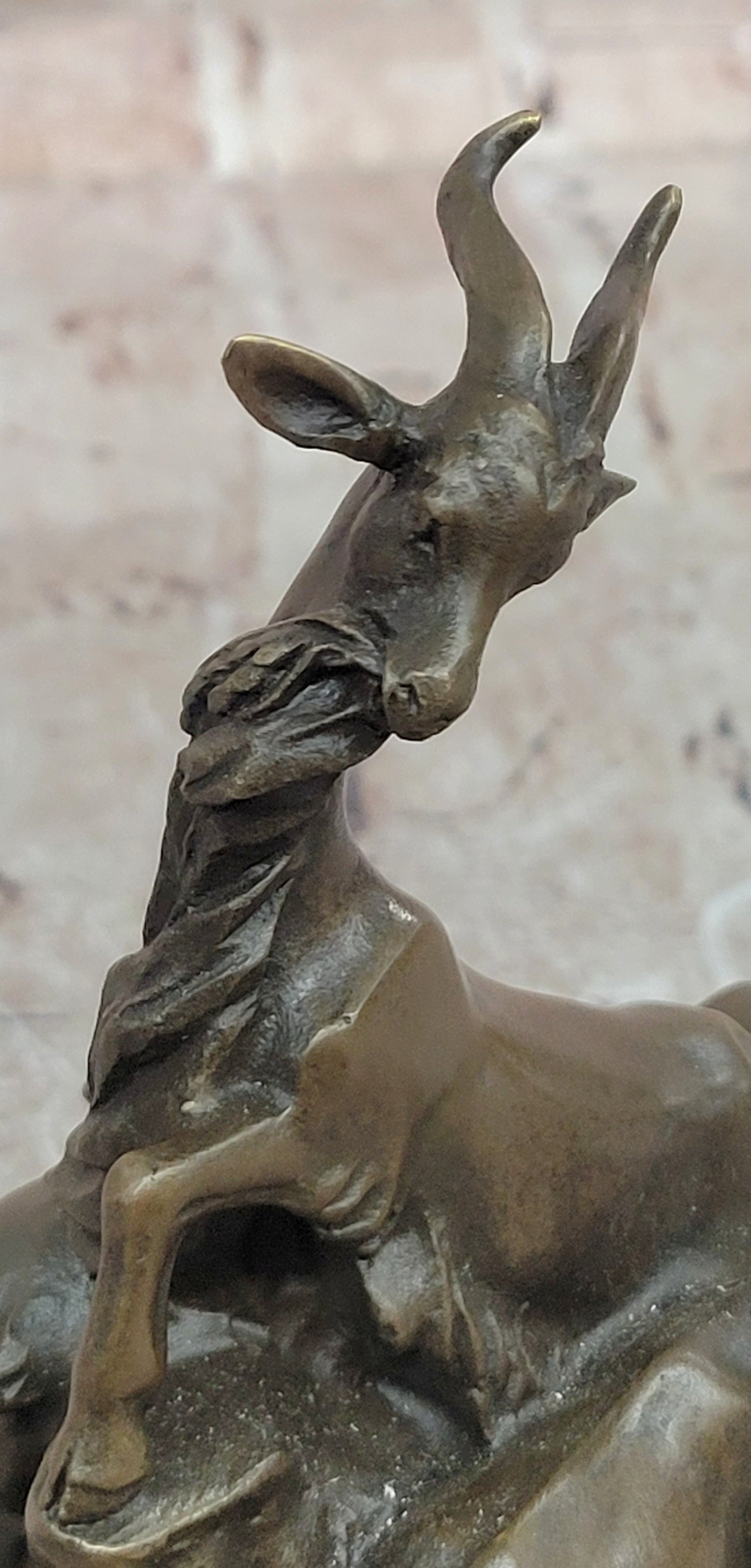 Signed Delabrierre Bronze Mountain Goats Sculpture Detailed Fine Art Decor