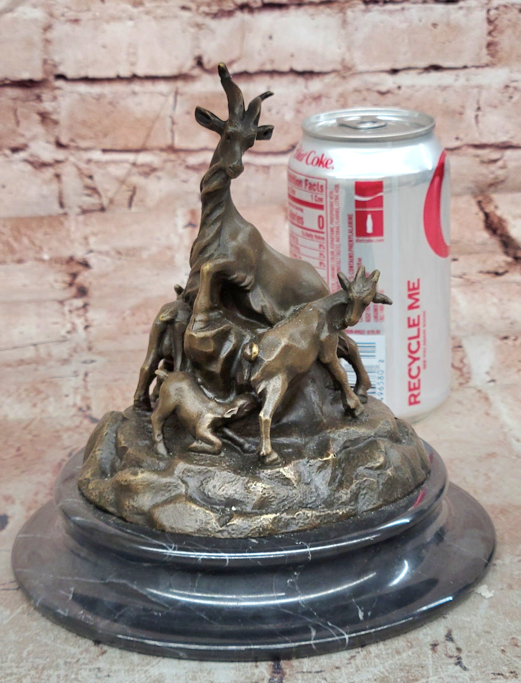 Milo Bronze Farm Animal Sculpture Goat Family Fine Art Figurine Statue