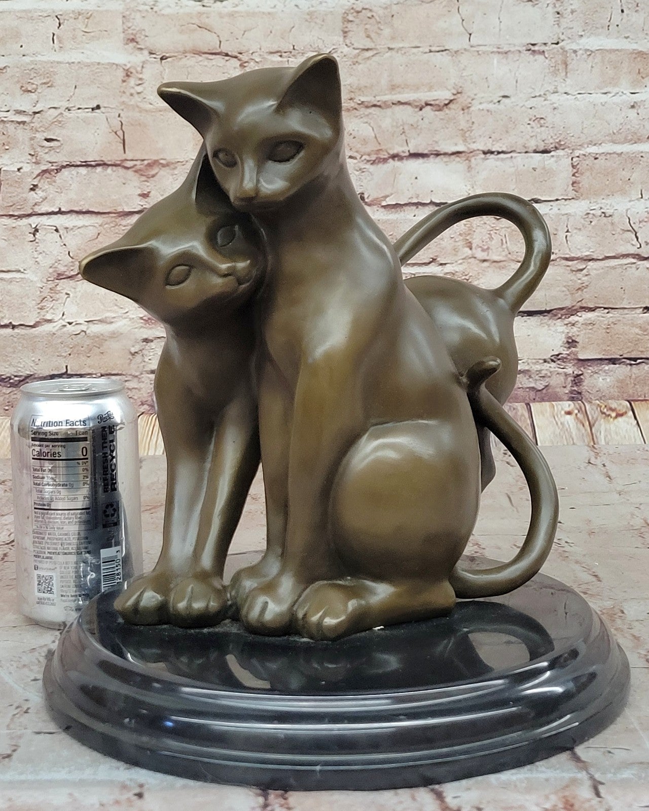 Hand Made European Made two Gorgeous Playful Cats Bronze Statue home and Garden