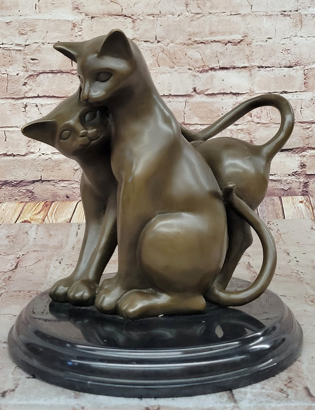 Hand Made European Made two Gorgeous Playful Cats Bronze Statue home and Garden