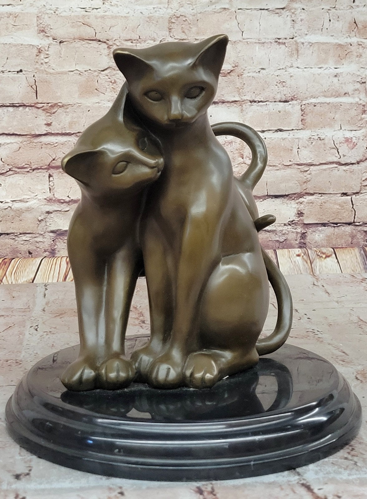 Hand Made European Made two Gorgeous Playful Cats Bronze Statue home and Garden