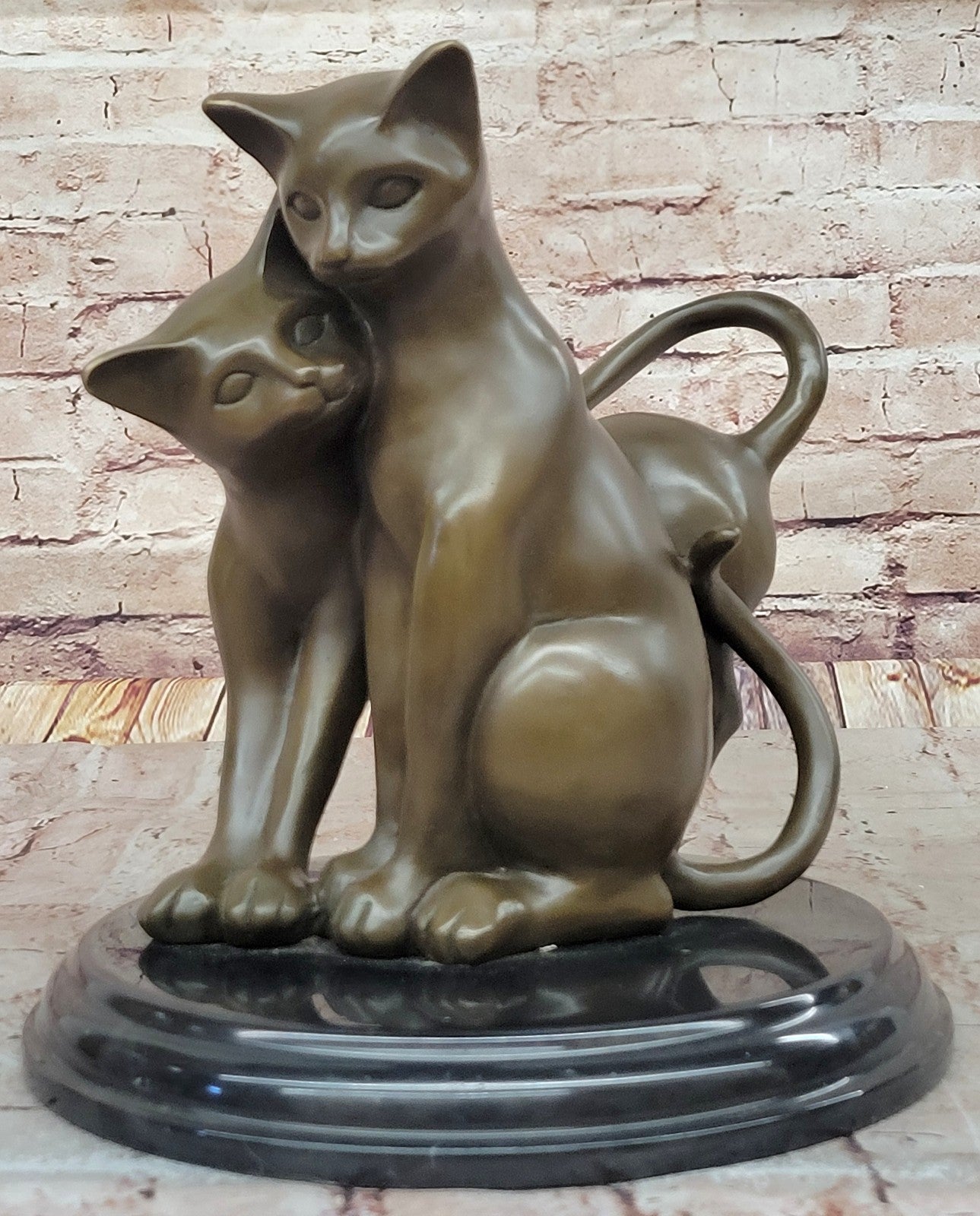 Hand Made European Made two Gorgeous Playful Cats Bronze Statue home and Garden
