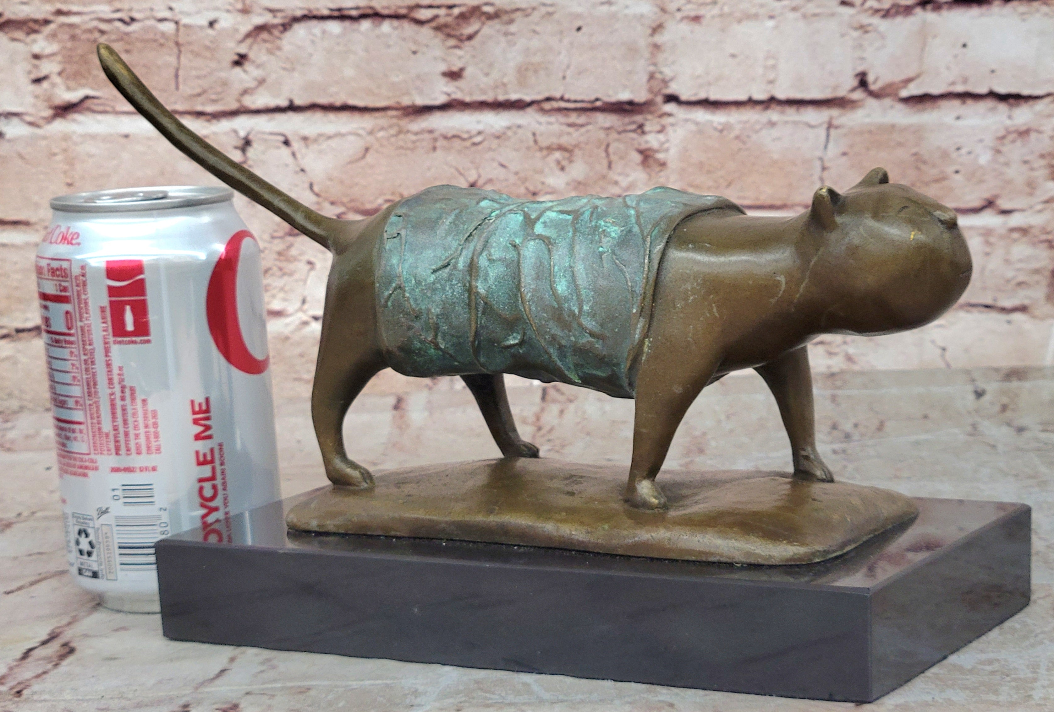 Abstract Modern Cat Bronze Sculpture: Hand Made Botero Feline Collectible