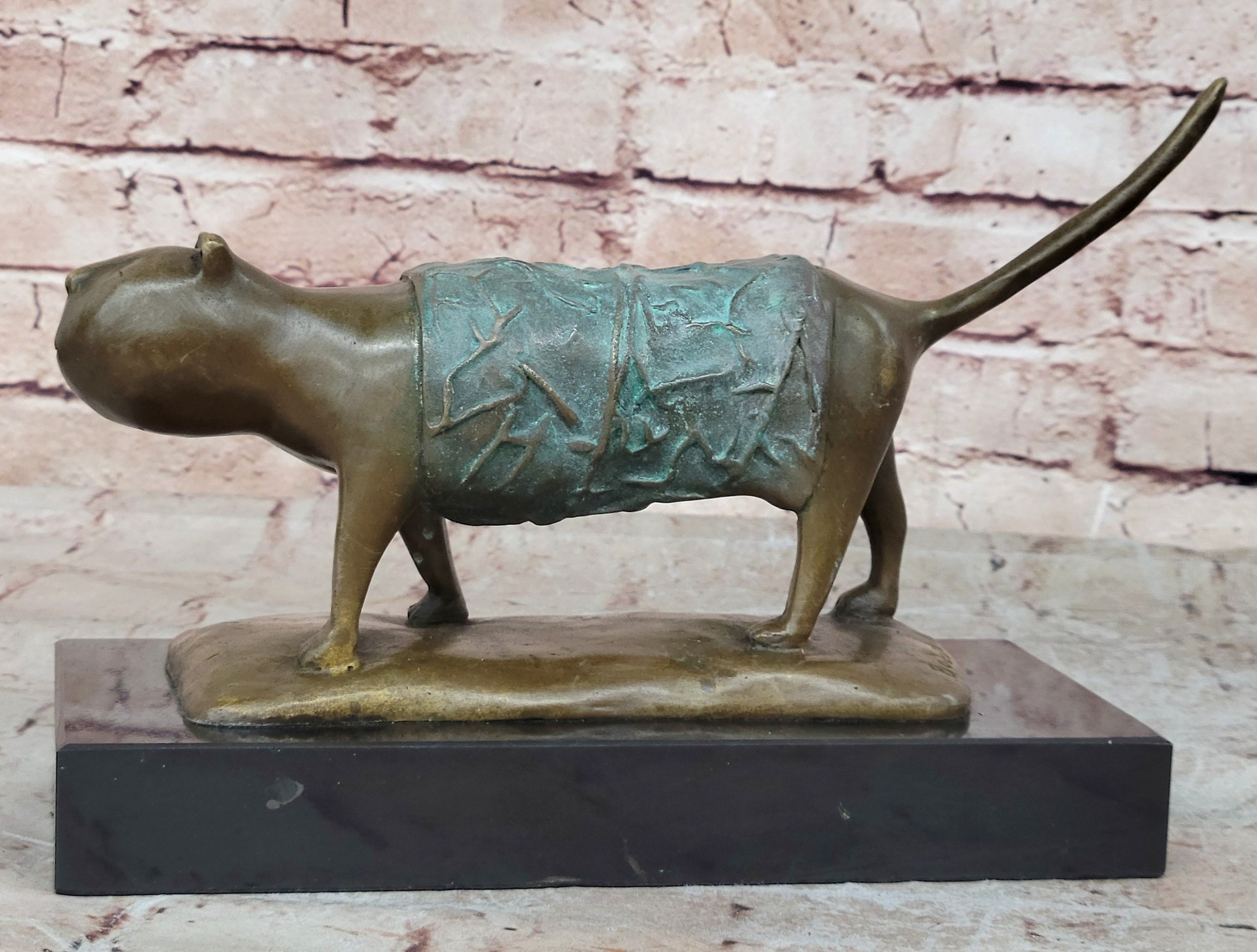 Abstract Modern Cat Bronze Sculpture: Hand Made Botero Feline Collectible