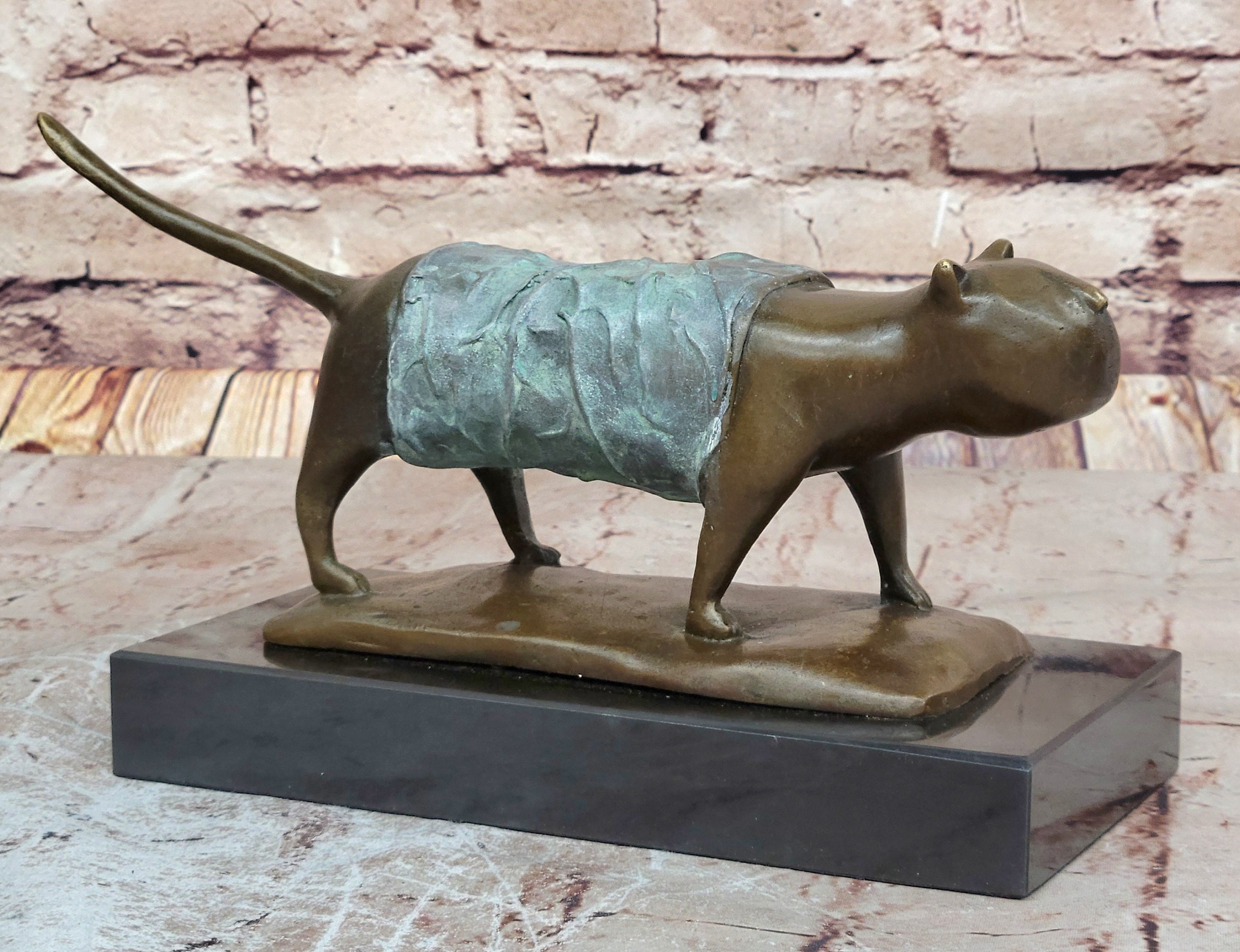 Abstract Modern Cat Bronze Sculpture: Hand Made Botero Feline Collectible