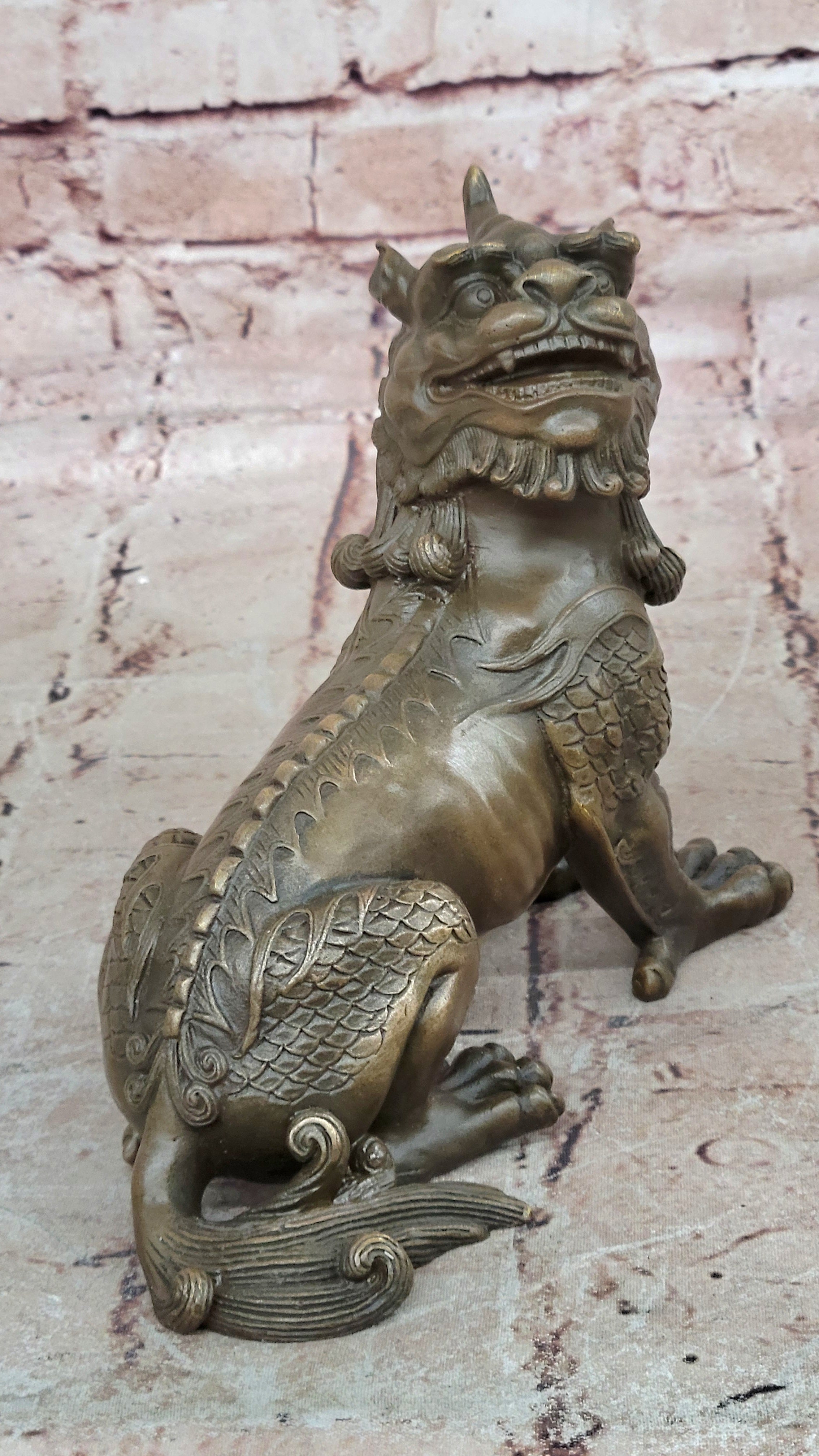 Rare Vintage Chinese Bronze Auspicious Lion Foo Dog Statue Artwork