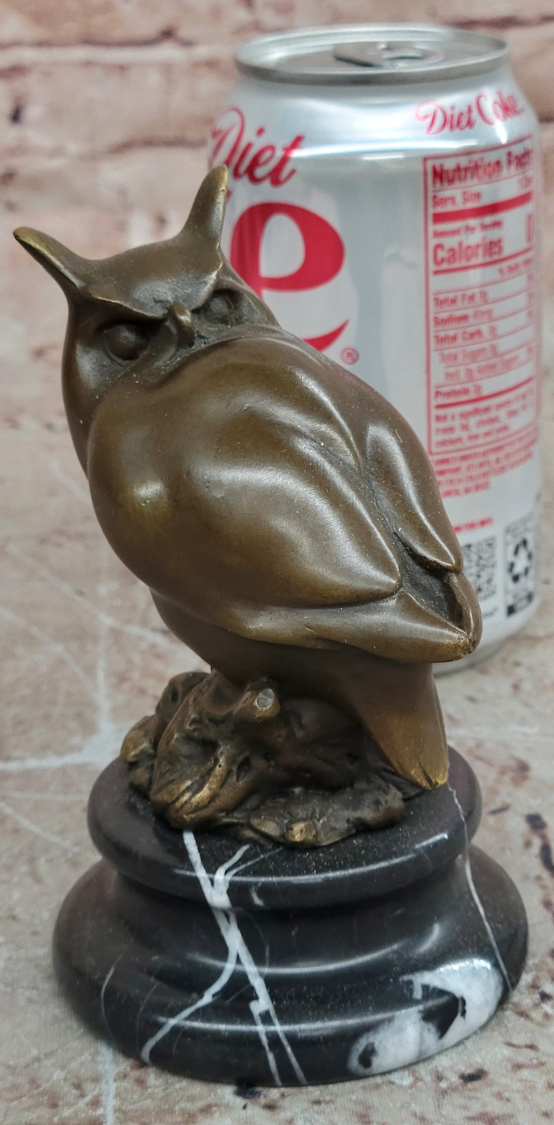 Hand Made Milo Bronze Owl Sculpture Marble Statue Abstract Modern Figurine