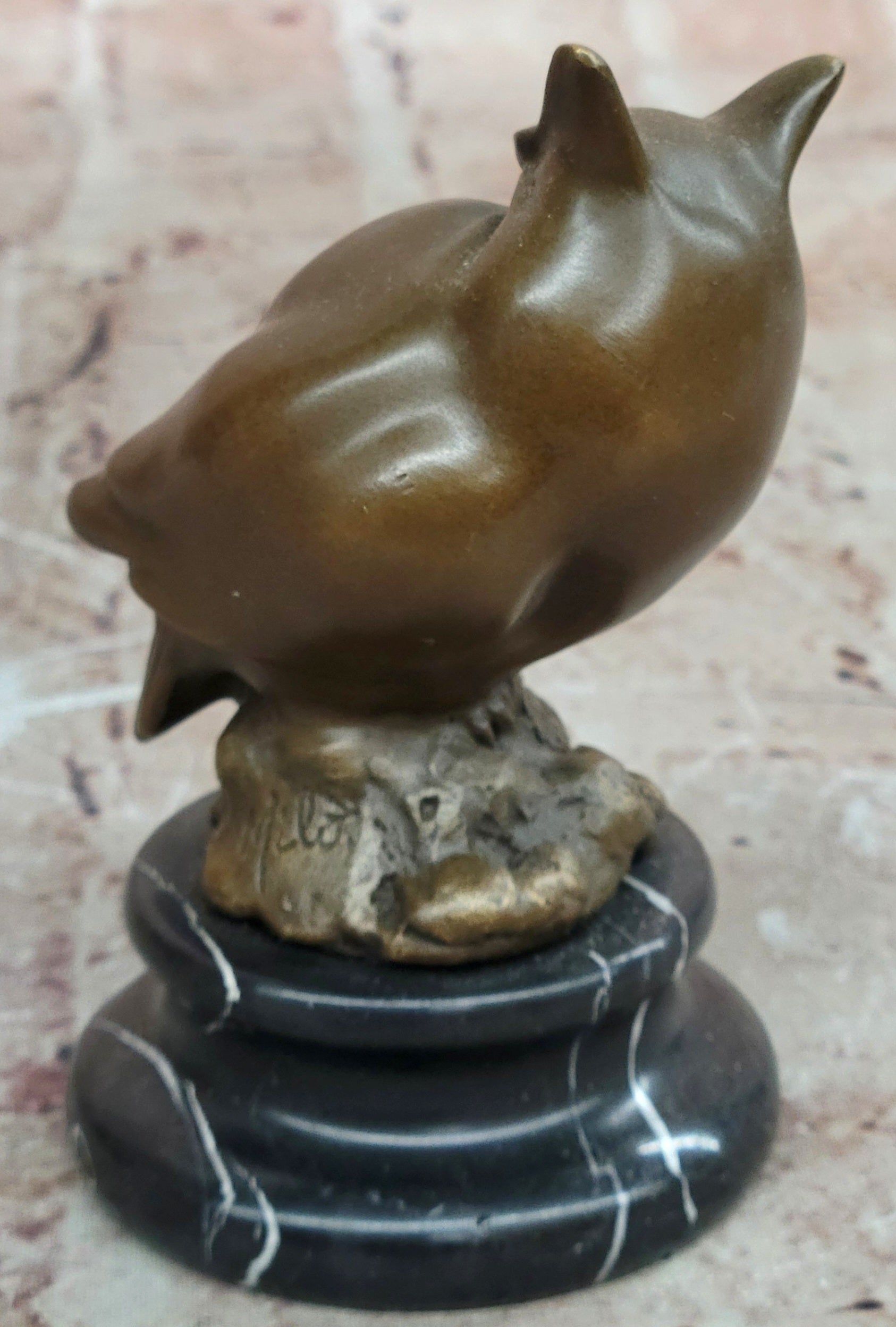 Hand Made Milo Bronze Owl Sculpture Marble Statue Abstract Modern Figurine