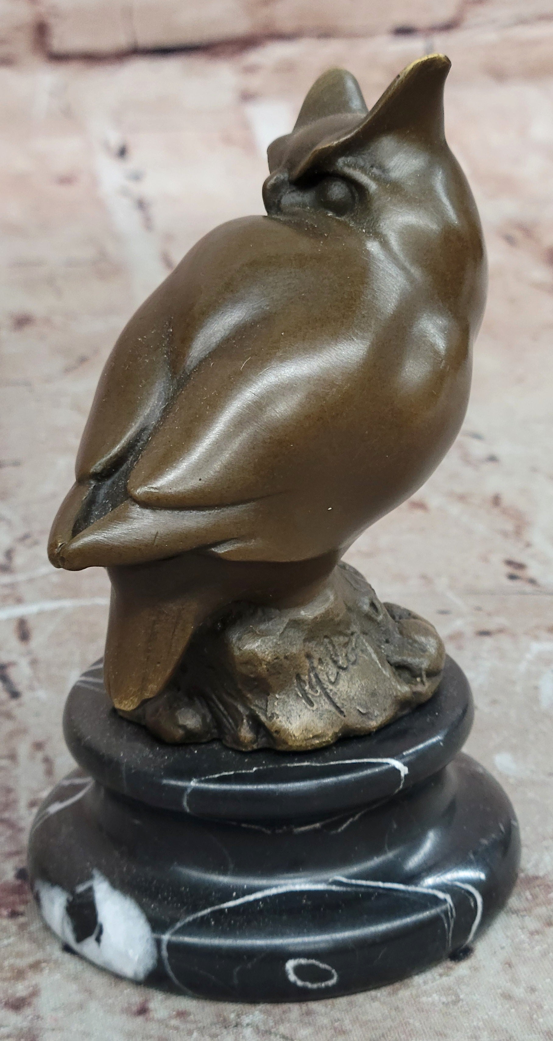 Hand Made Milo Bronze Owl Sculpture Marble Statue Abstract Modern Figurine