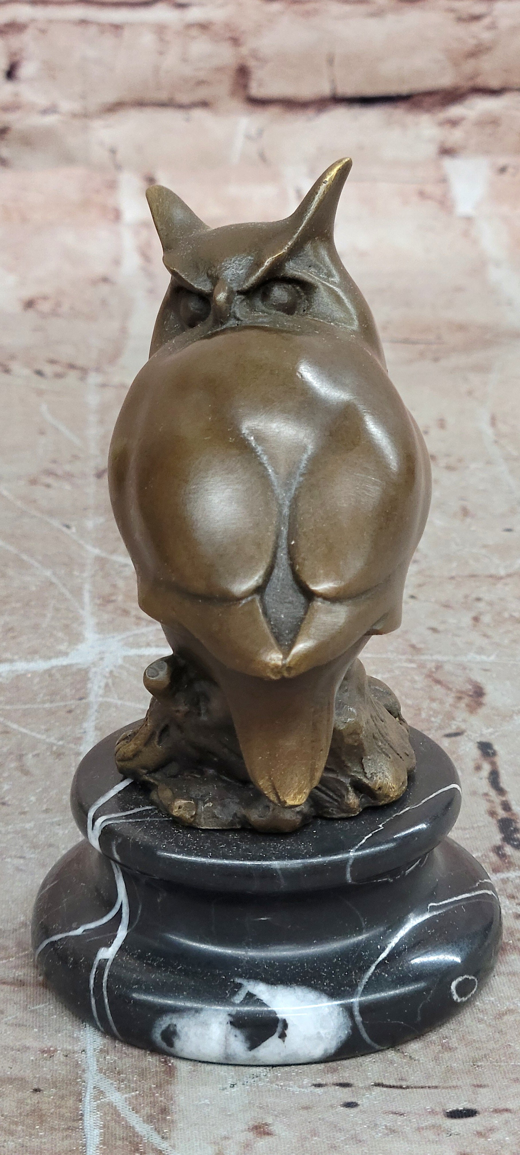 Hand Made Milo Bronze Owl Sculpture Marble Statue Abstract Modern Figurine
