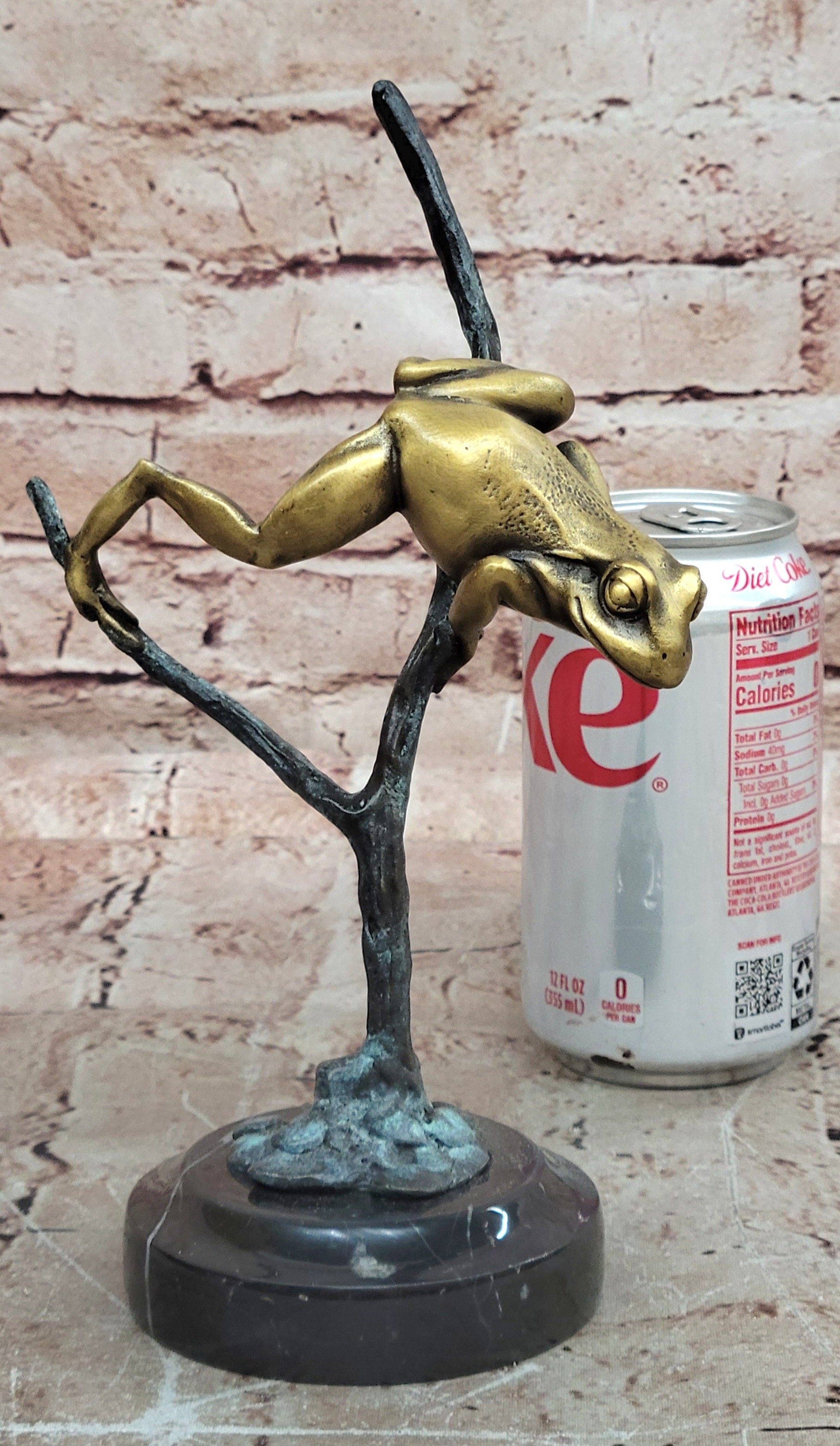 Signed Milo Bronze Frog Statue Marble Base Lost Wax Collectible