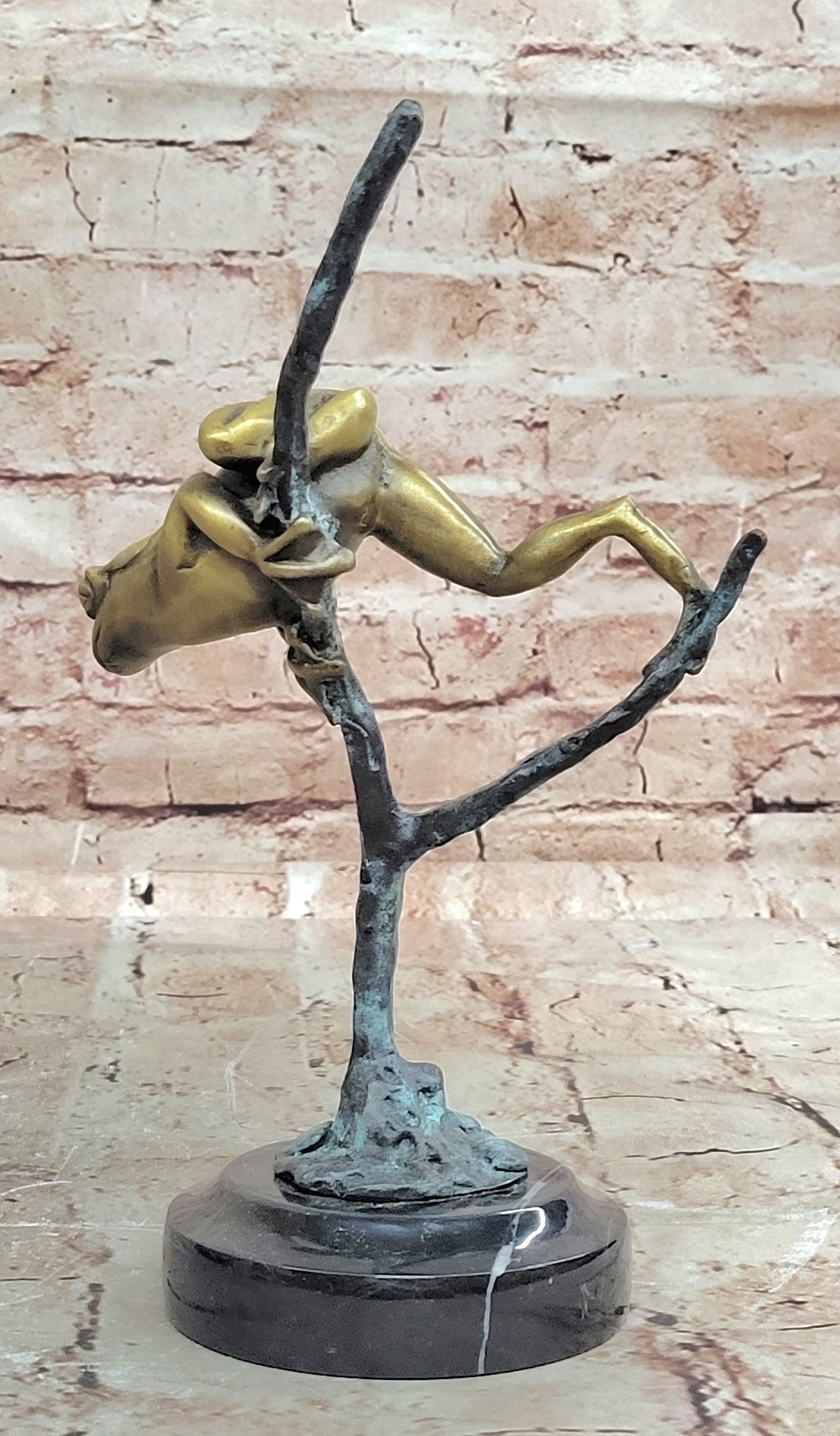 Signed Milo Bronze Frog Statue Marble Base Lost Wax Collectible