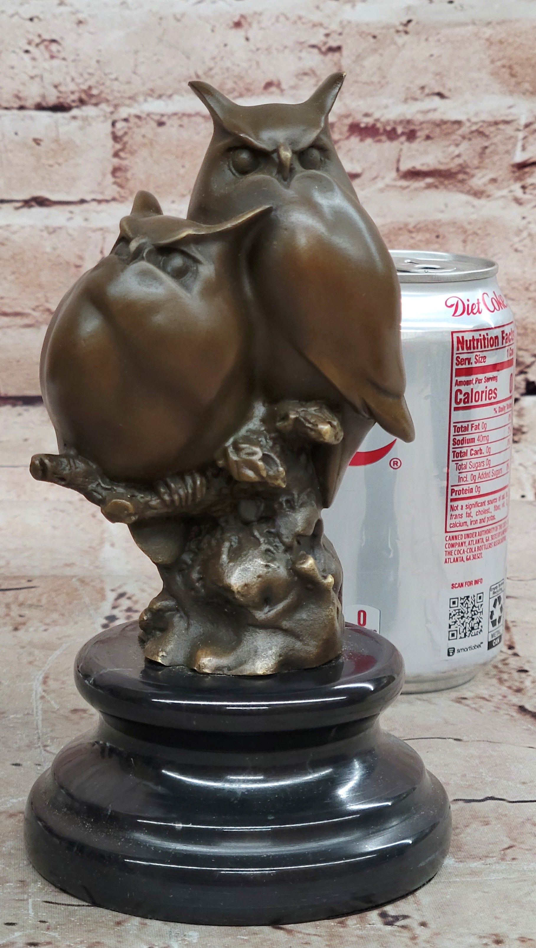 Bronze Two Owls Statue Signed Milo Hot Cast Wildlife Home Decoration