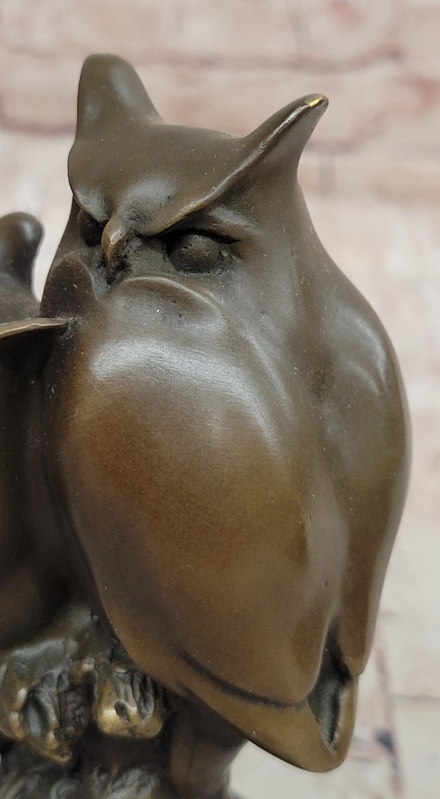 Bronze Two Owls Statue Signed Milo Hot Cast Wildlife Home Decoration