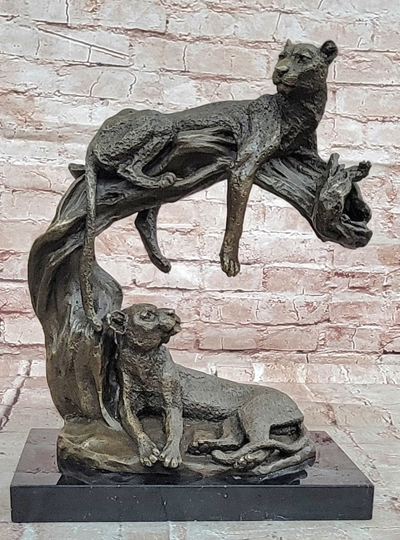 Collectible Statue bronze sculpture Animal Barye Wildlife African Lion Figurine