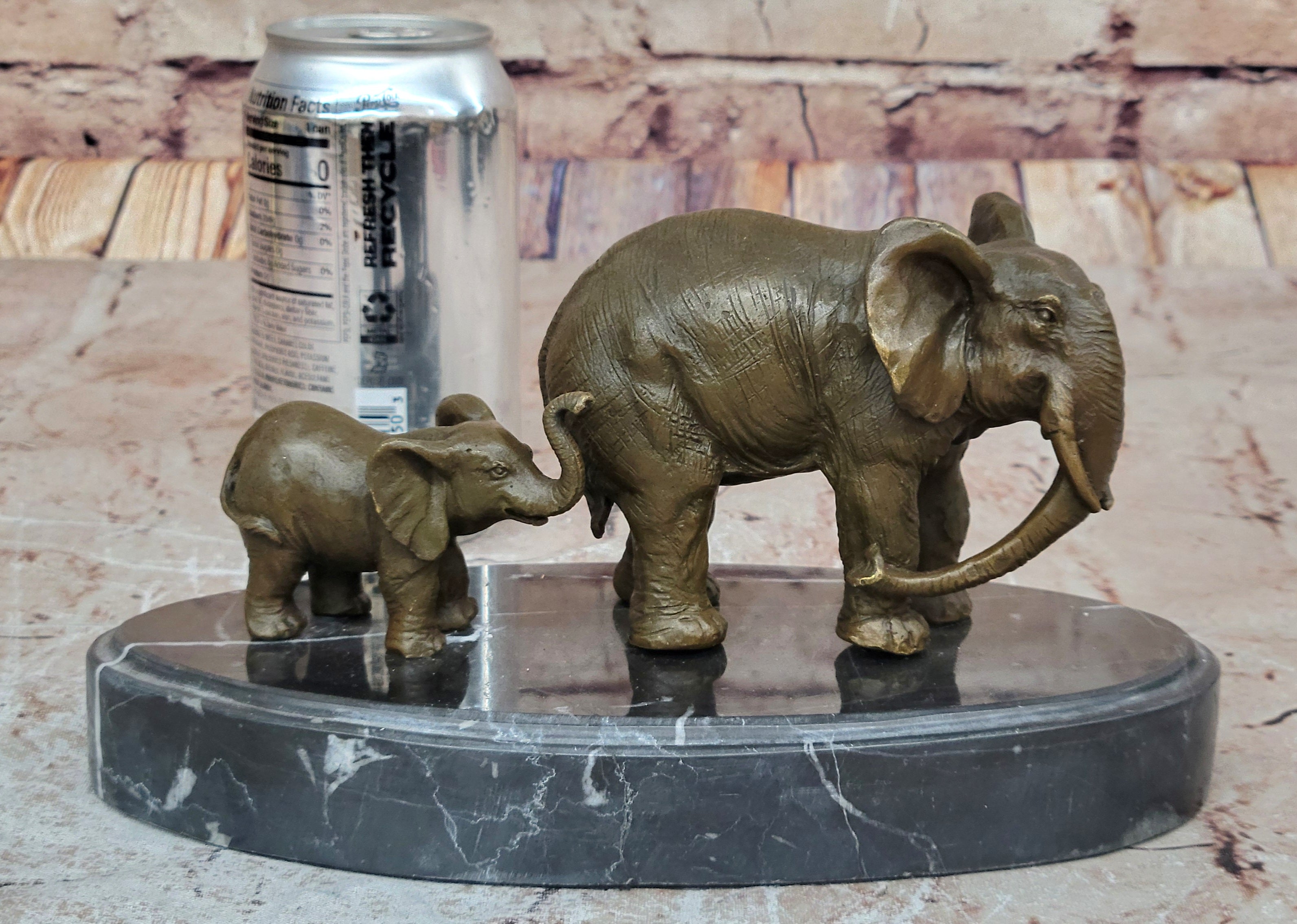 Bronze Sculpture Hand Made Statue Animal Wildlife African Elephants Elephant Art