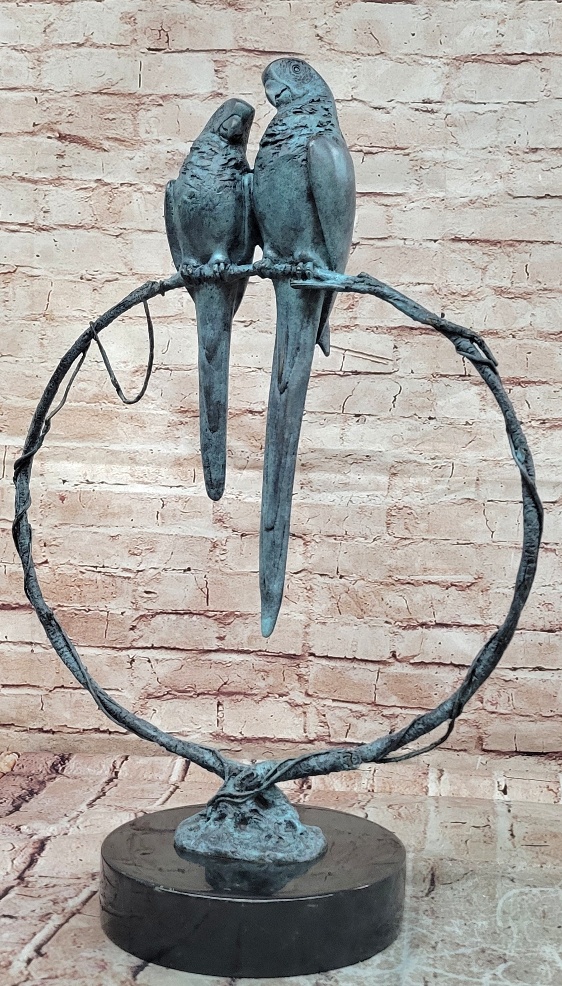 Bronze Parrot Statue Signed Cesaro Exotic Bird Sculpture Collectible Artwork